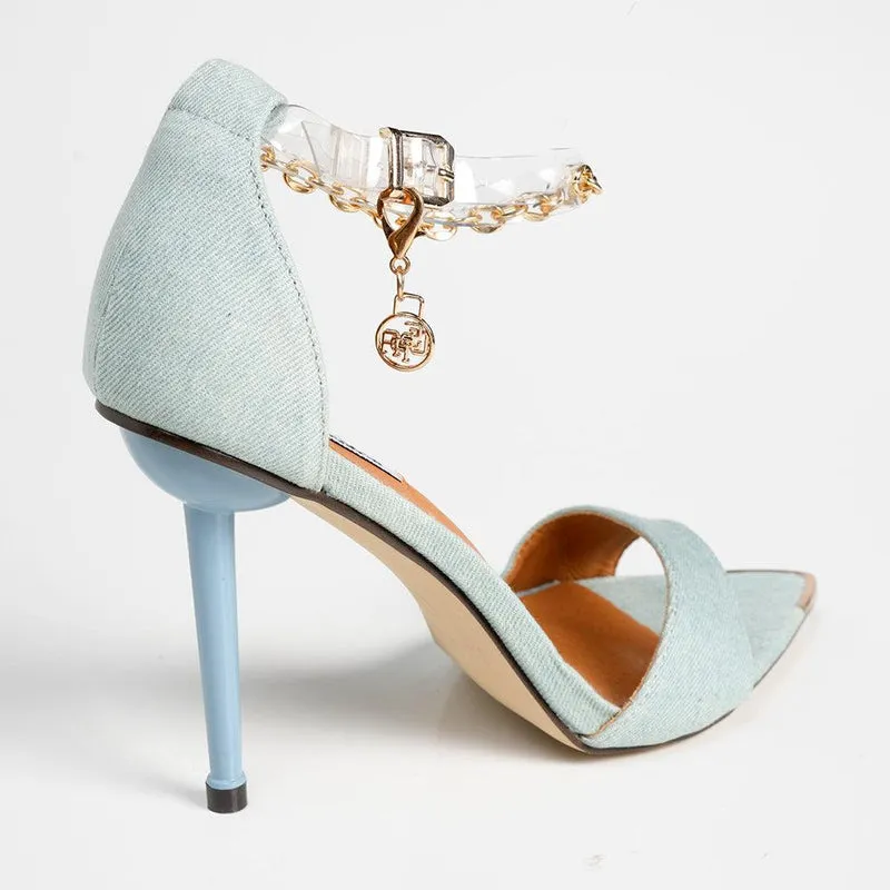 Madison Dellish Ankle Chain Sandals - Denim