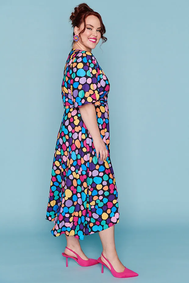 Mandy Rainbow Pebble Spots Wrap Dress