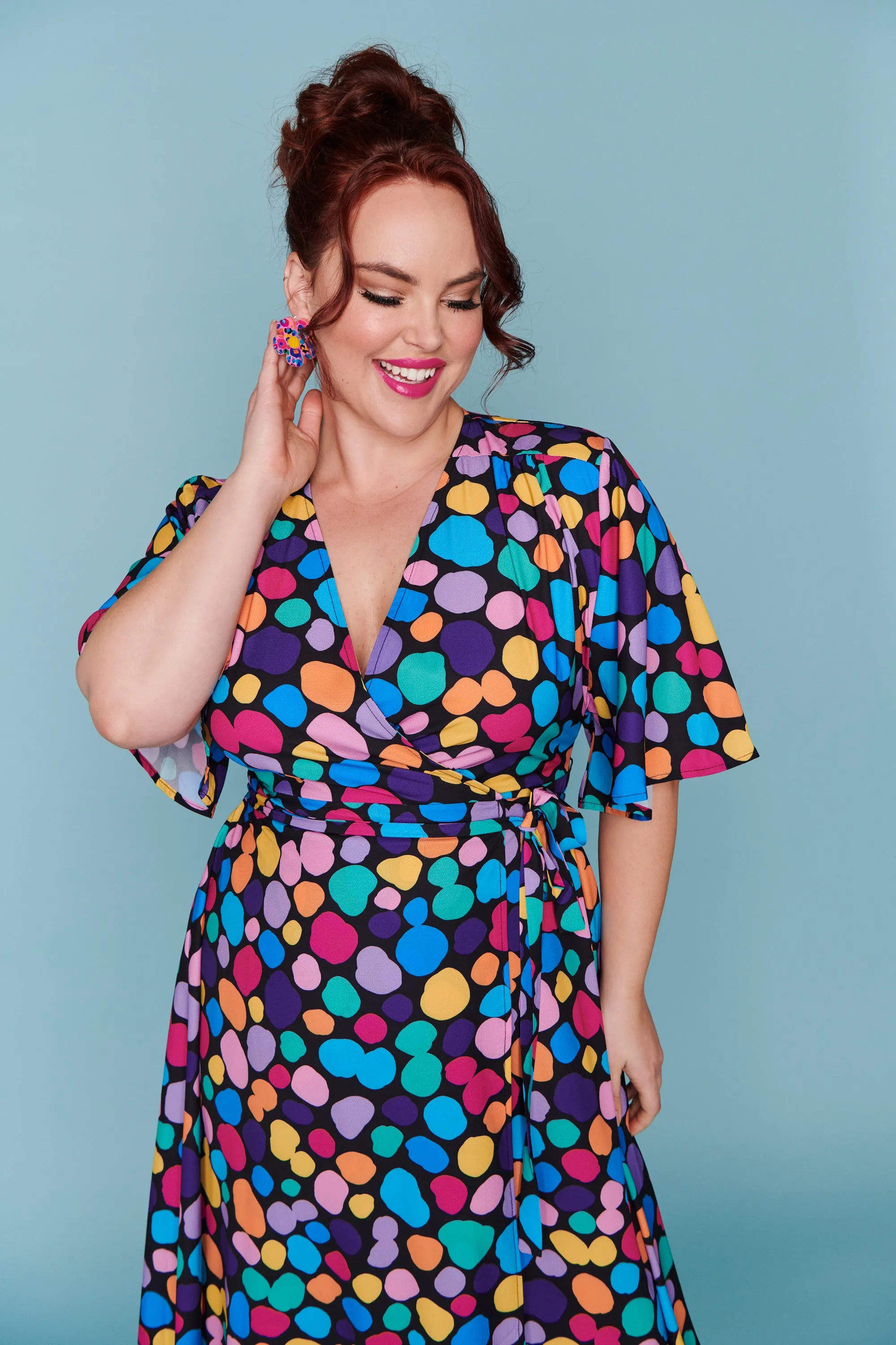 Mandy Rainbow Pebble Spots Wrap Dress