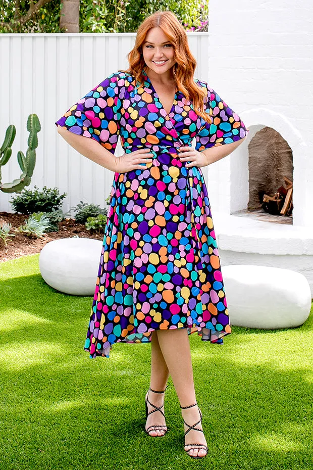 Mandy Rainbow Pebble Spots Wrap Dress