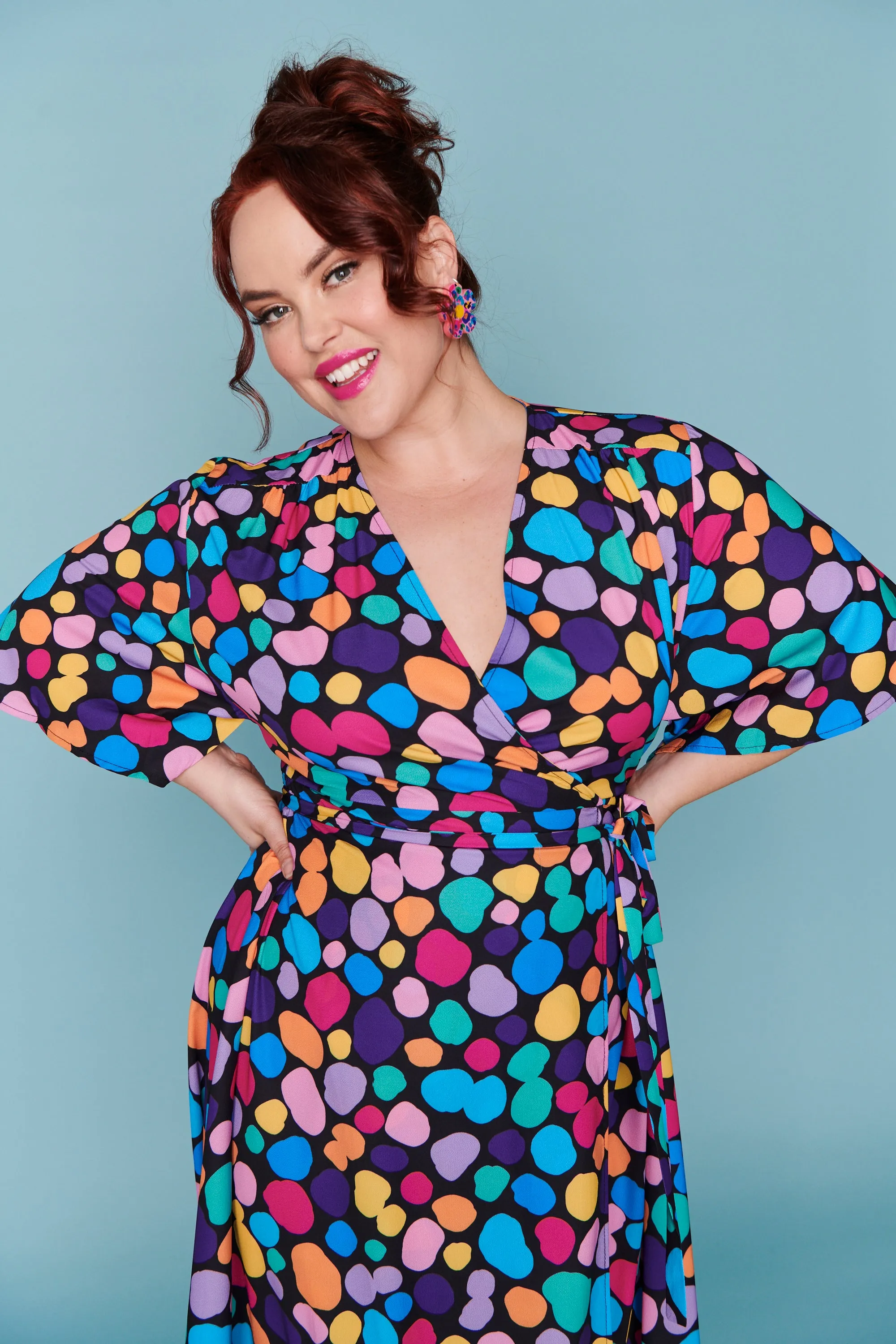 Mandy Rainbow Pebble Spots Wrap Dress