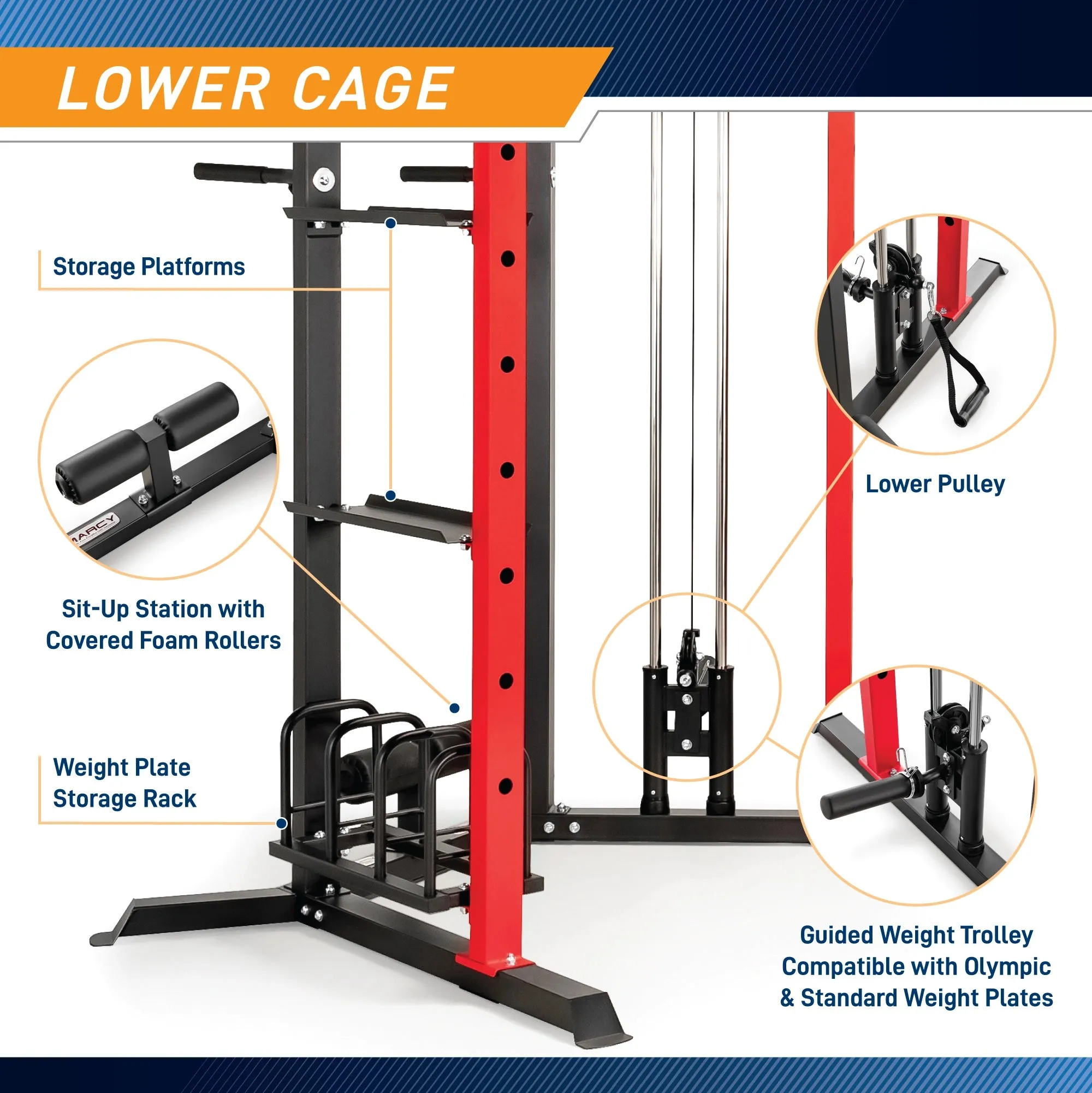 Marcy Power Cage System with Adjustable Weight Bench – SM-7393