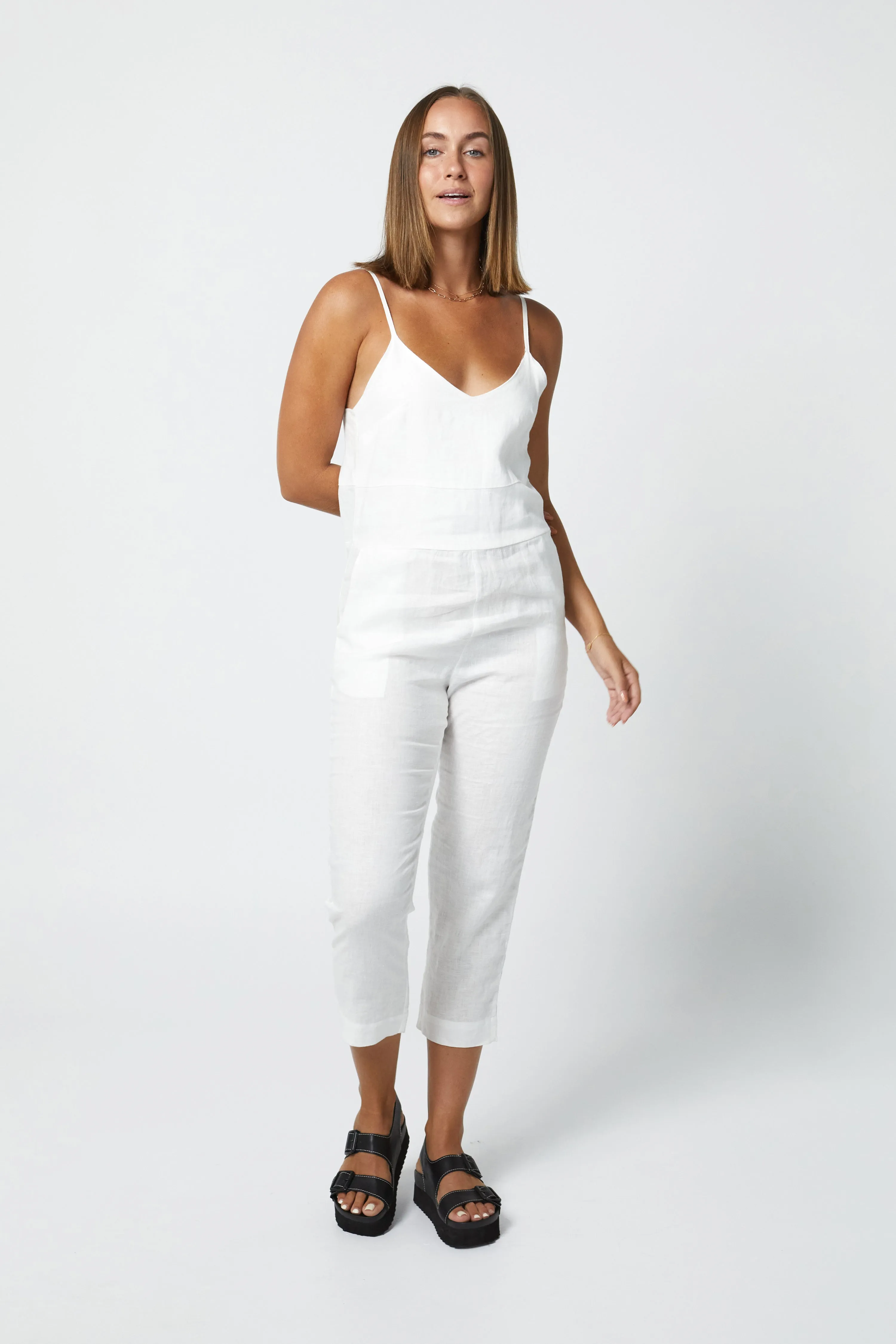 MARLEY LINEN JUMPSUIT - WHITE