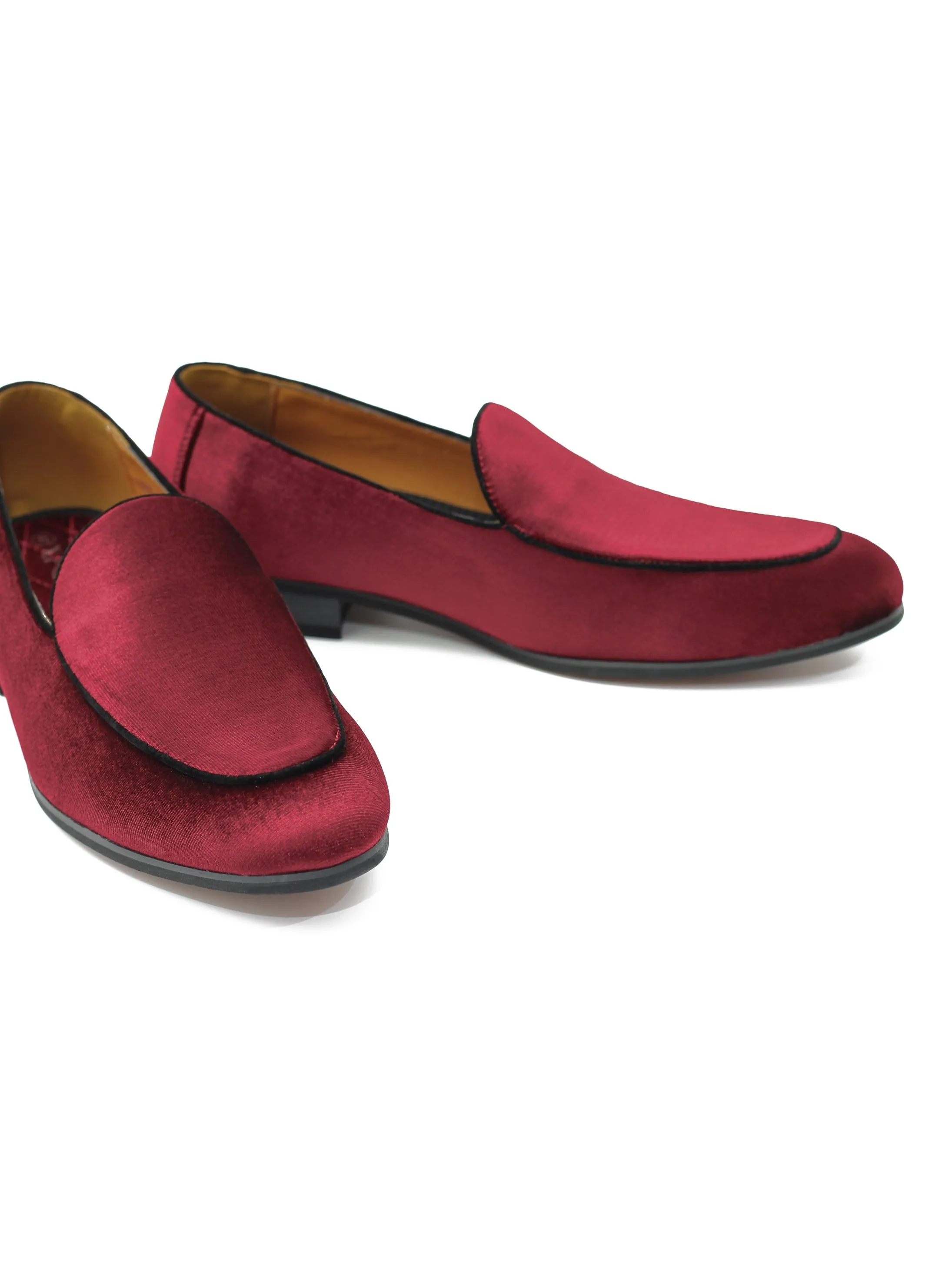 MAROON VELVET TUXEDO SLIPPERS