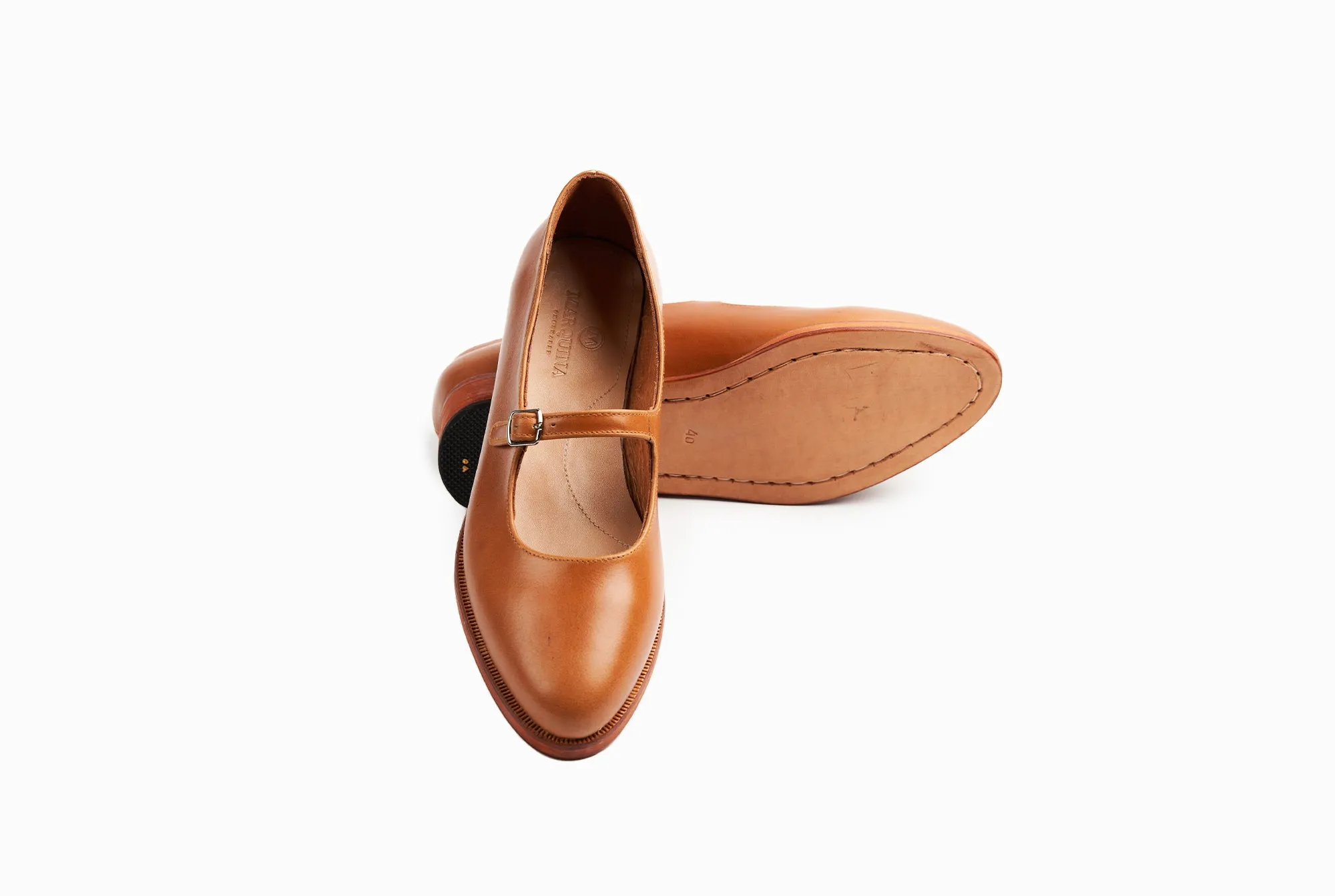 Mary Jane Flats - Cognac Tan