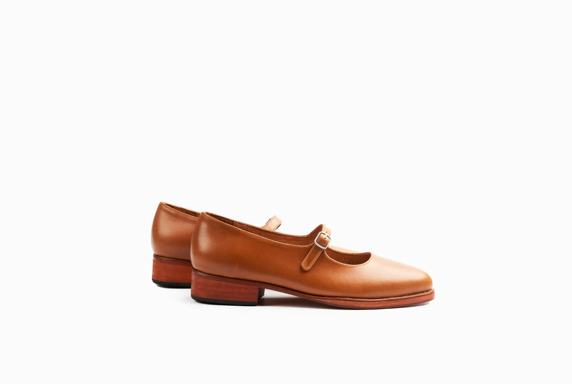 Mary Jane Flats - Cognac Tan