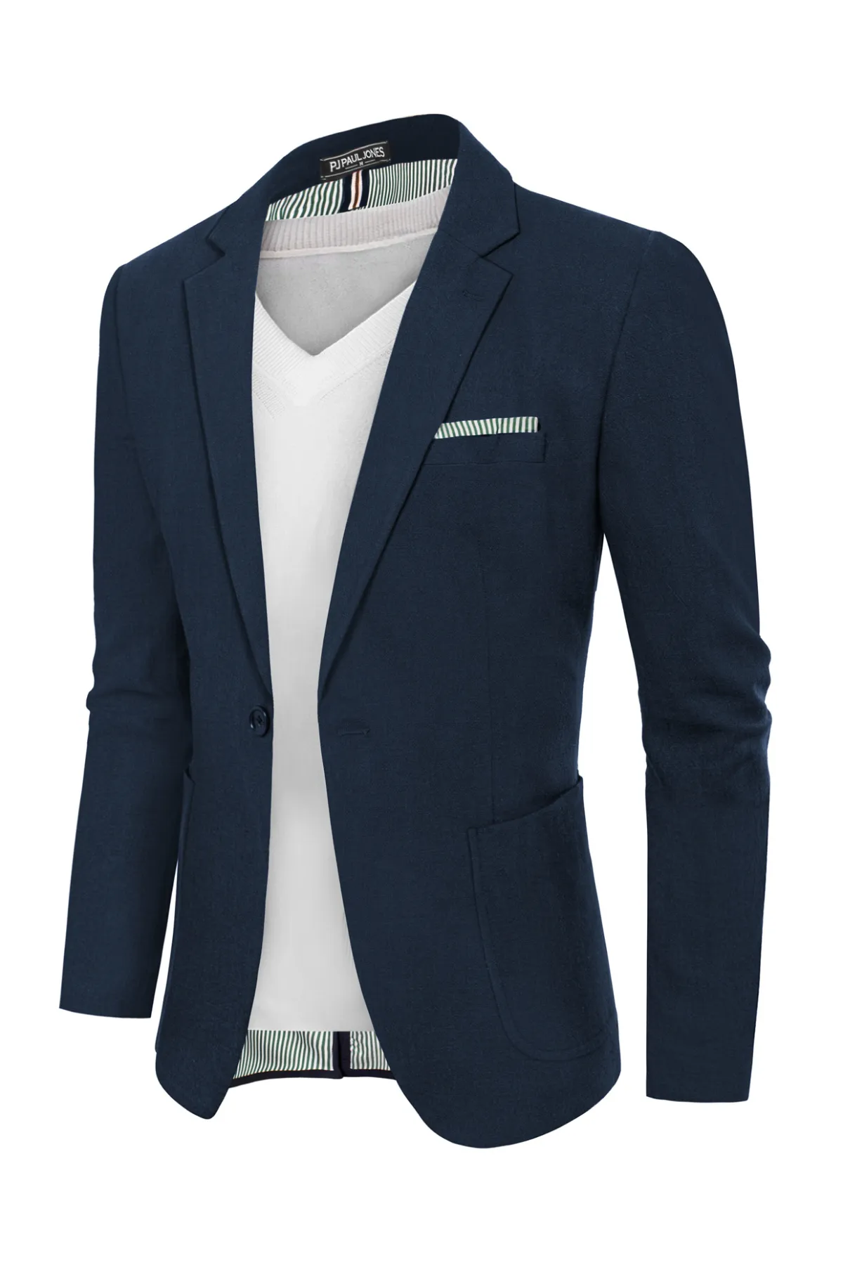 Men's Casual Slim Fit Linen Jacket Lightweight Two Buttons Blazer Sporty Slim Fit Leisure Blazer