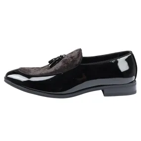 Men's Loafers Slip On Leather Lined Tassel Velvet Detailed Patent Formal Shoe