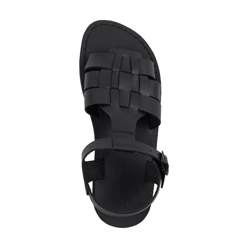 Mikayla - Open Toe Fisherman-Style Sandal | Black