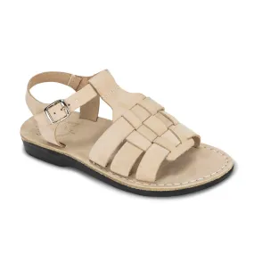 Mikayla - Open Toe Fisherman-Style Sandal | White Nubuck