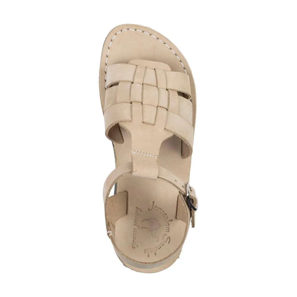 Mikayla - Open Toe Fisherman-Style Sandal | White Nubuck