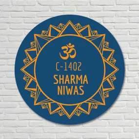 Name Plate Customised for Home Office Bungalows Entrance Round  - Spiritual Om