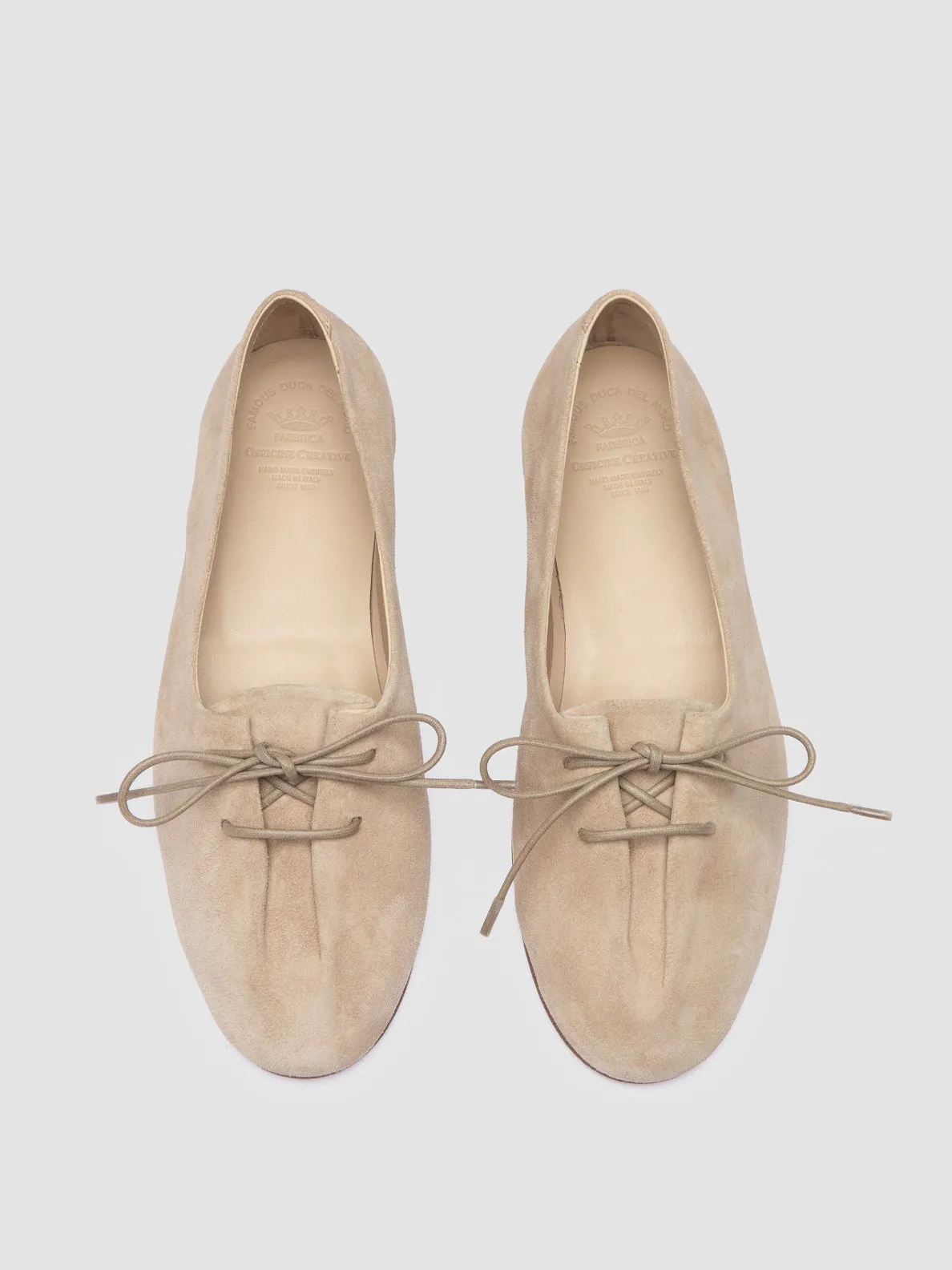 OLIVER 102 - Beige Suede Ballerina Shoes