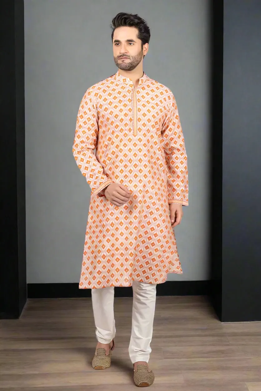 Orange Chanderi Kurta