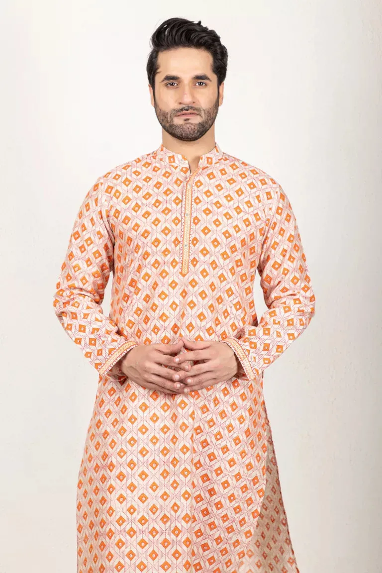 Orange Chanderi Kurta