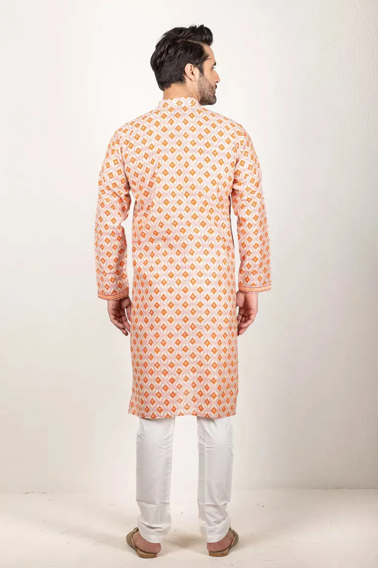 Orange Chanderi Kurta