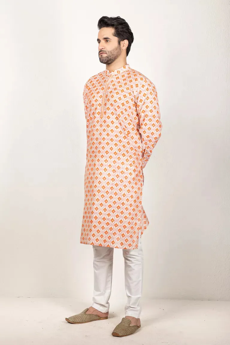 Orange Chanderi Kurta