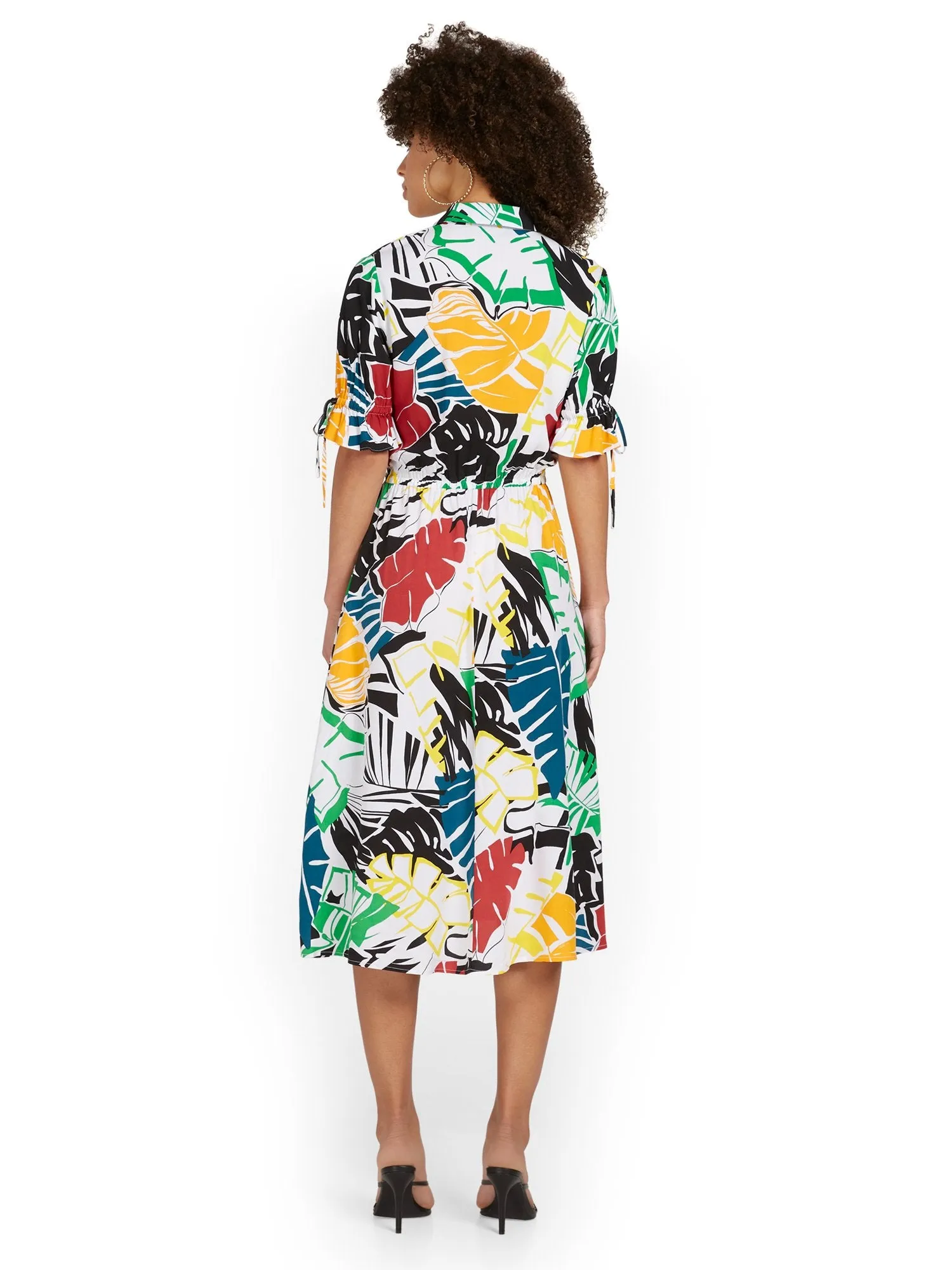 Palm-Print Midi Dress