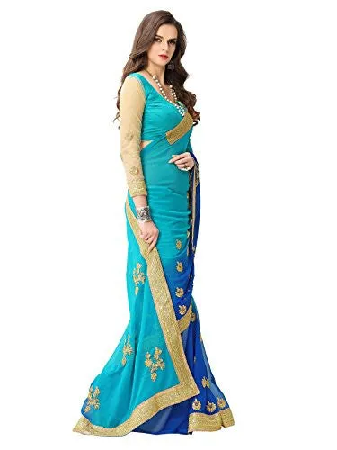 Panchratna Women's Faux Georgette Ethnic Saree...