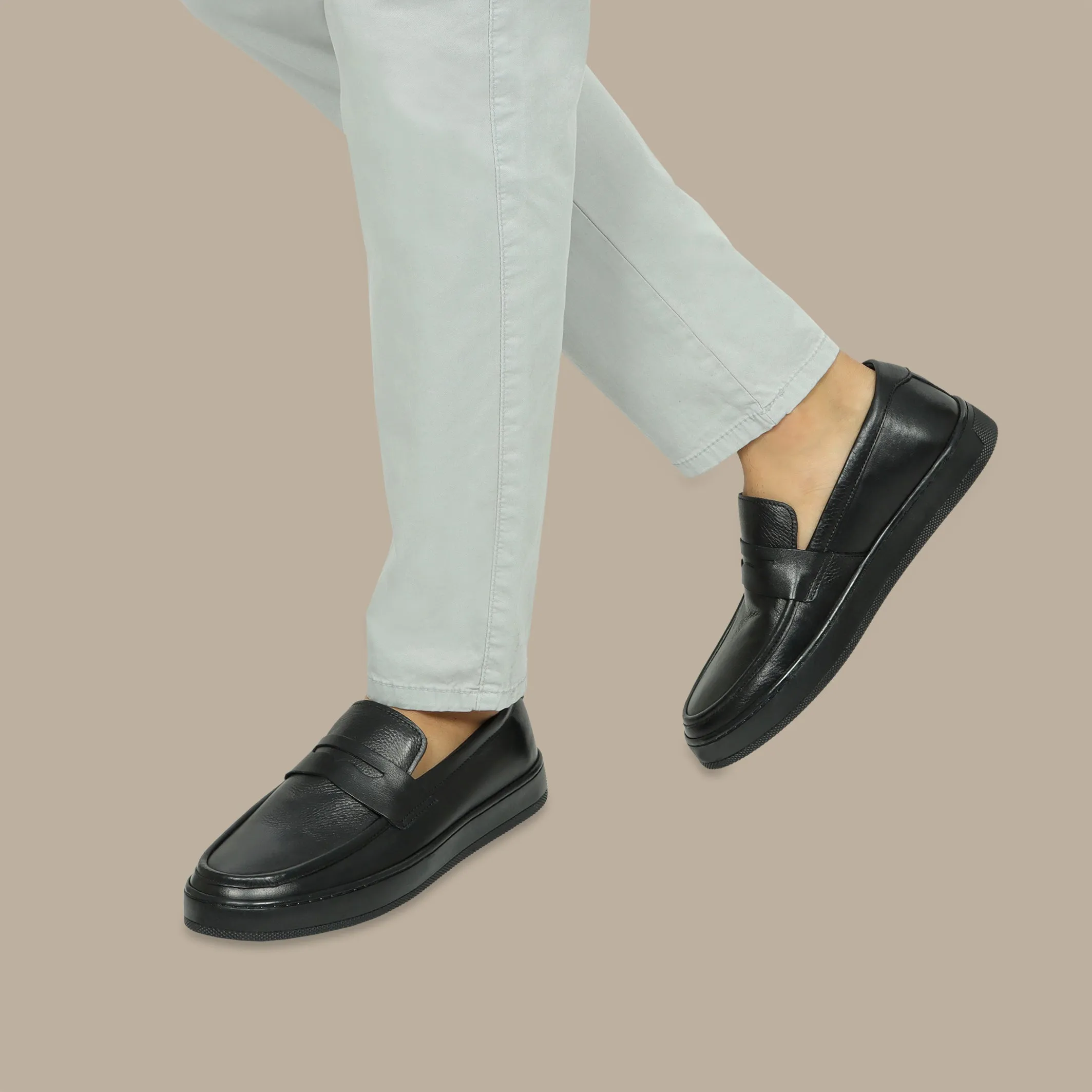 Penny Casual Loafer in Black Leather