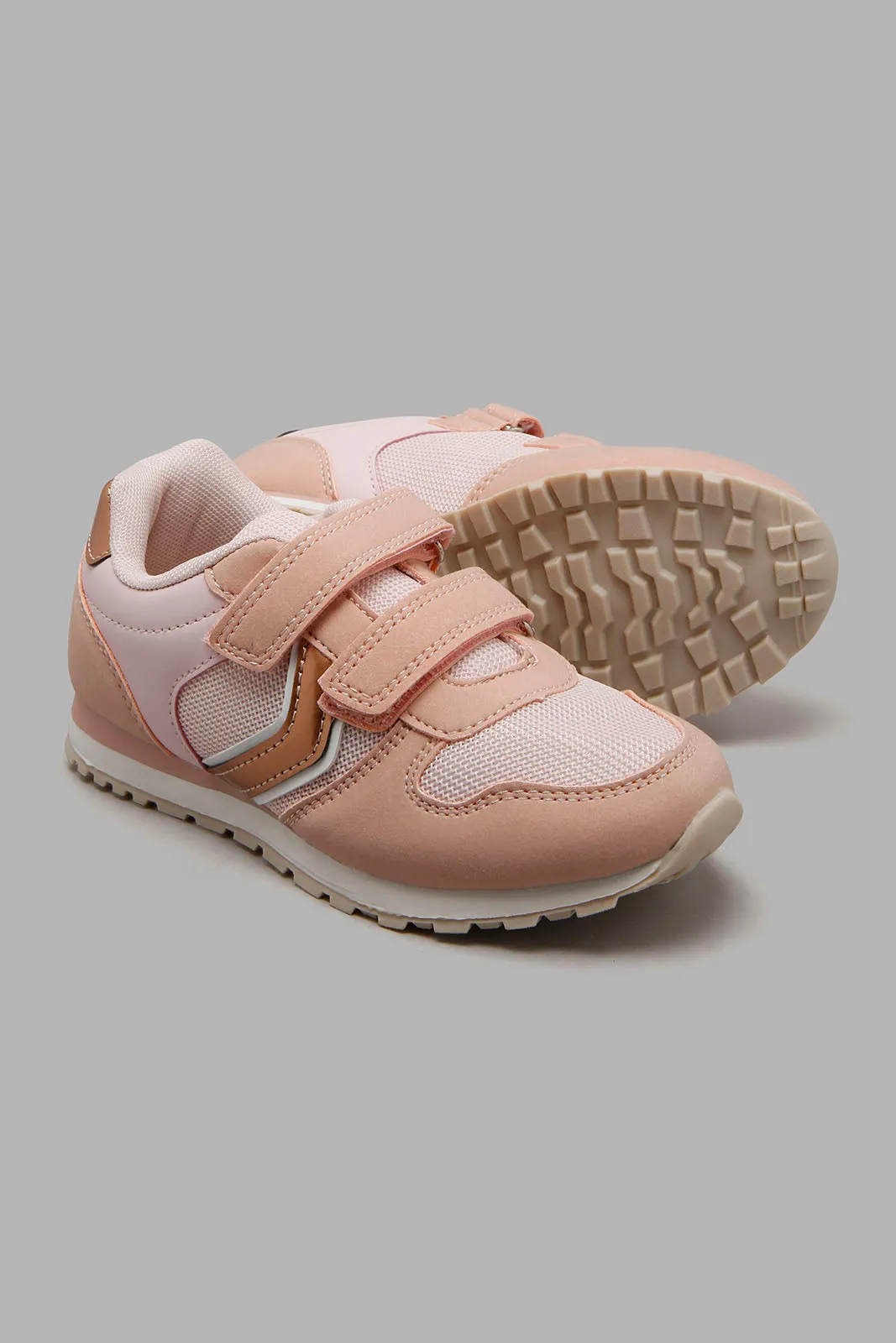 Pink Velcro Strap Sneakers