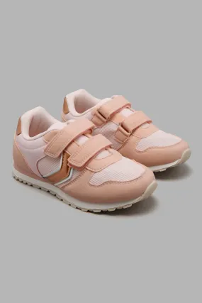 Pink Velcro Strap Sneakers