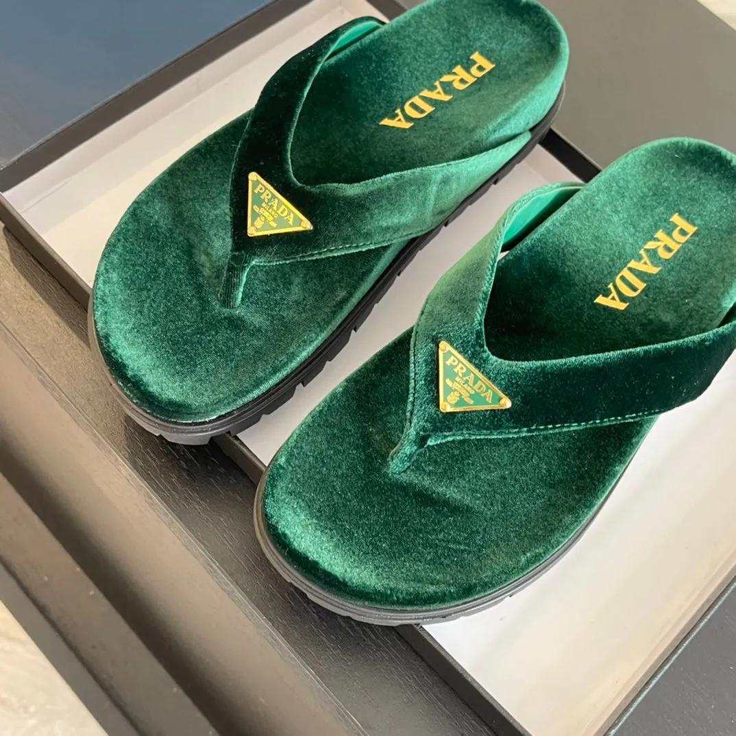 PRA RUBBER THONG SANDALS LAUREL GREEN VELVET