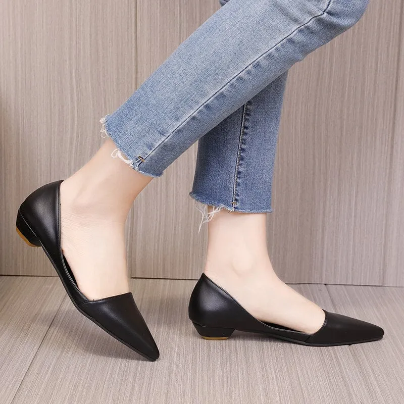 Purpdrank - Women Flat Shoes Slip-on Pointed Toe Lady Loafers Plus Size 44 45 46 Shallow Single Low Heel Pregnant Woman Flats Zapatos Mujer