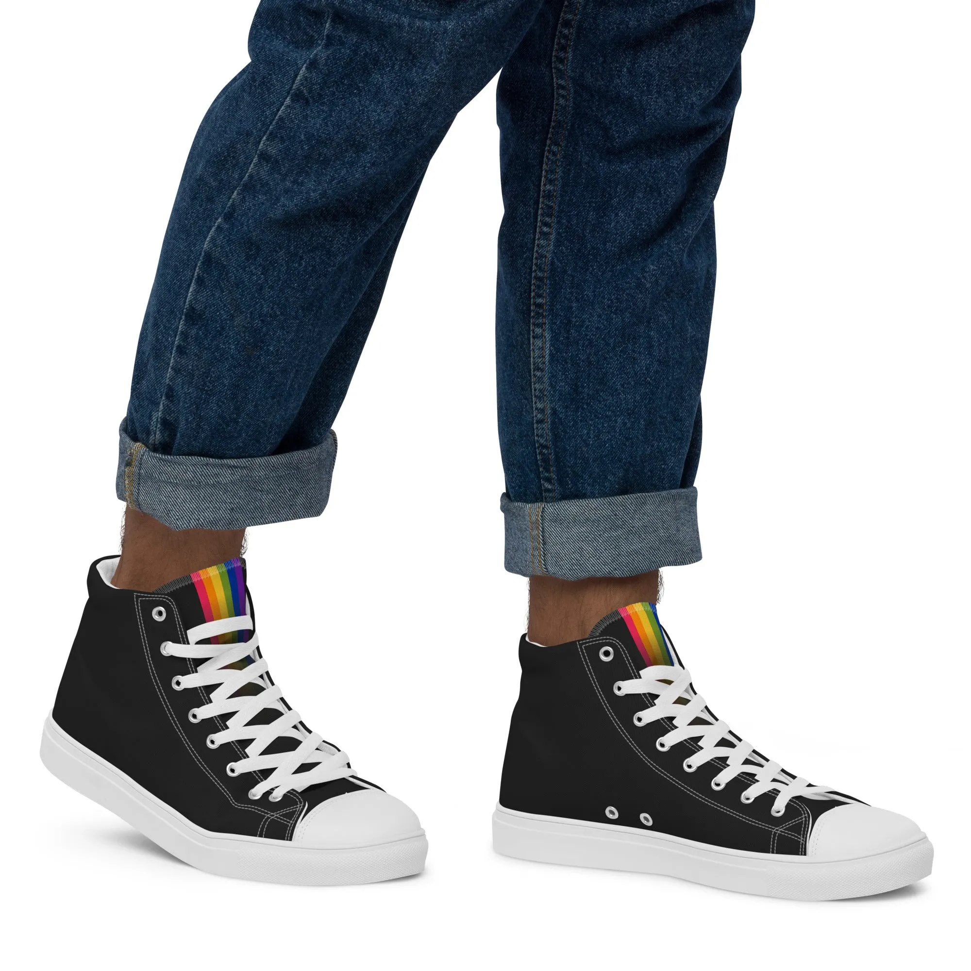 Rainbow Pride Black High Top Trainers (male sizes)