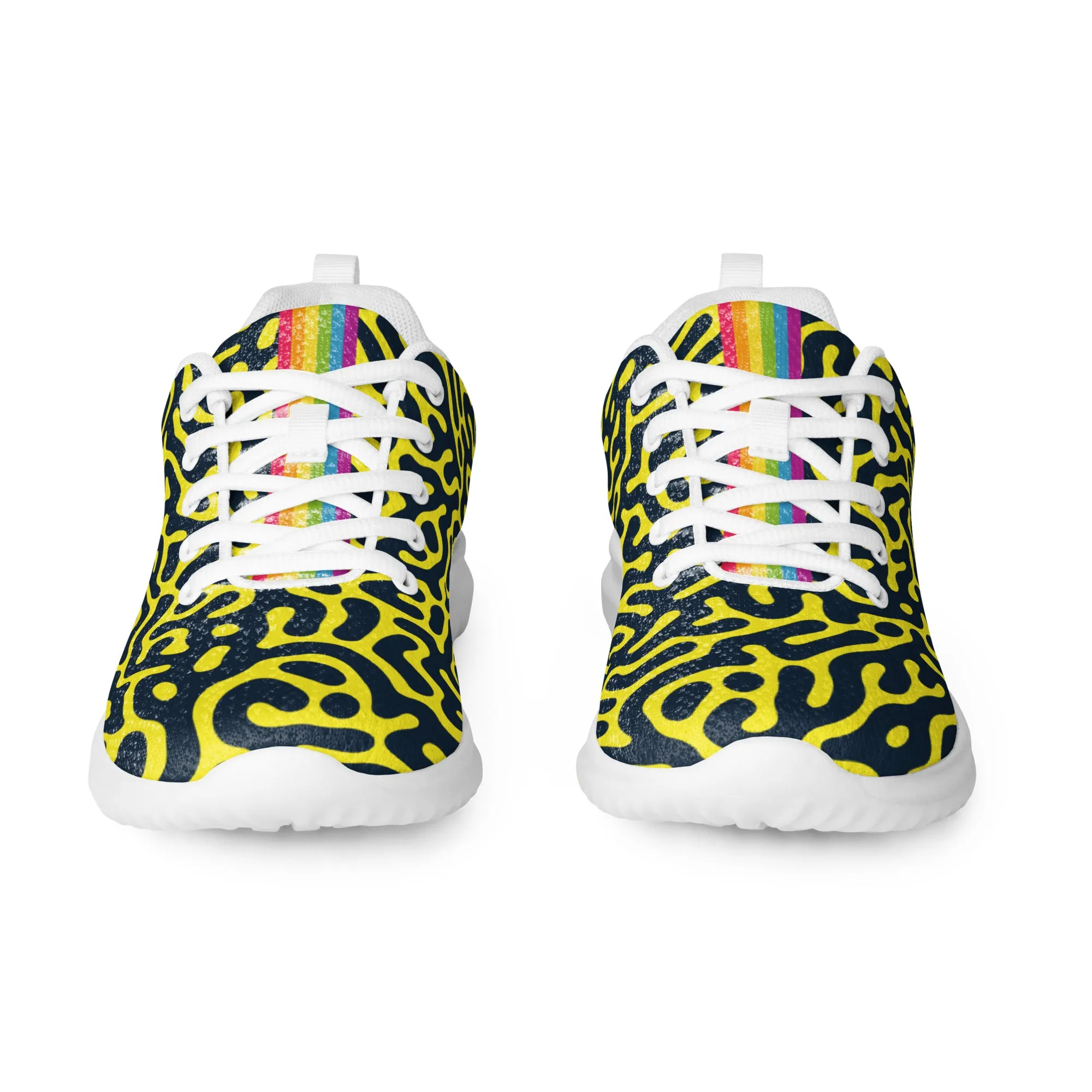 Rainbow Pride Flag Blue on Yellow Turing Pattern Trainers (female sizes)