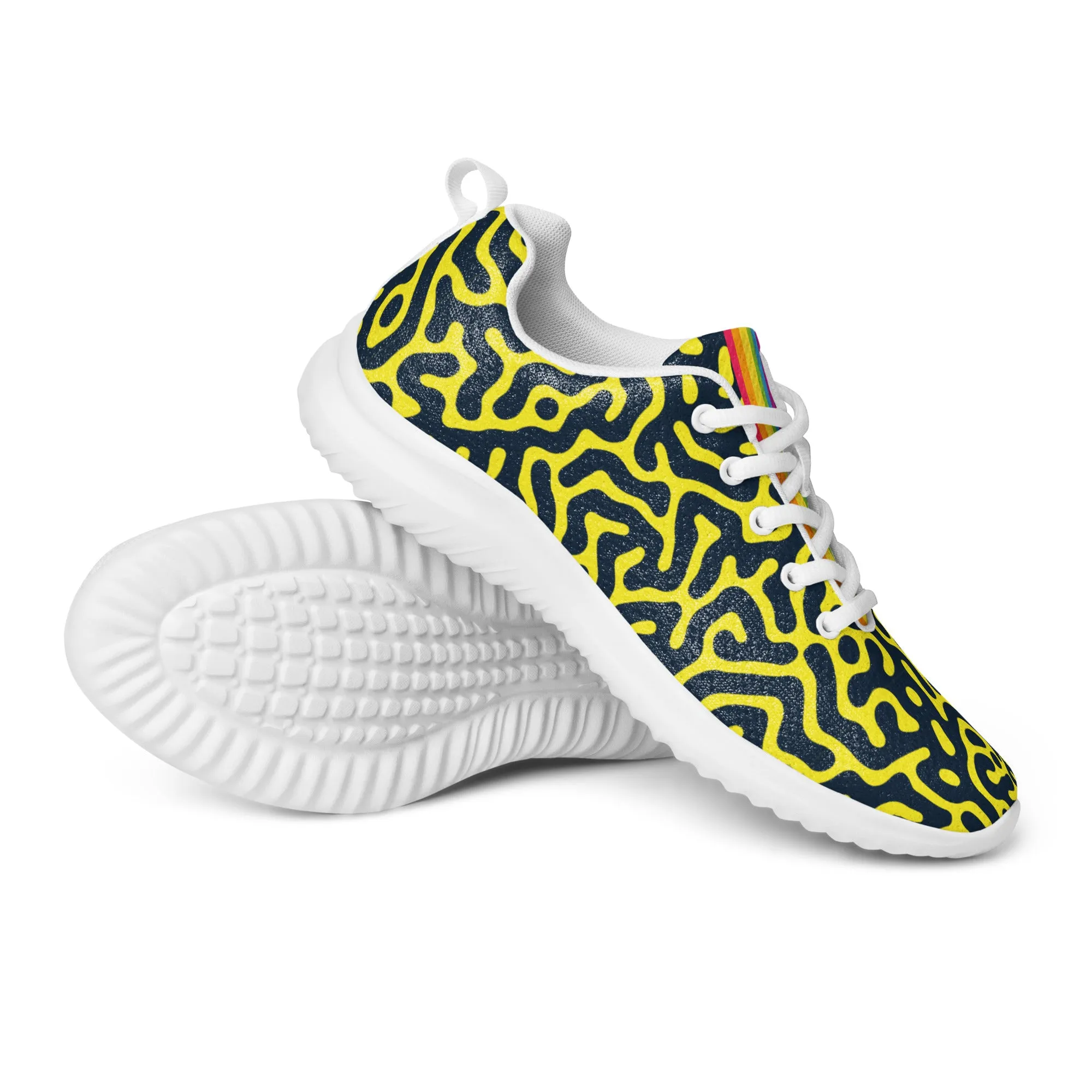 Rainbow Pride Flag Blue on Yellow Turing Pattern Trainers (female sizes)