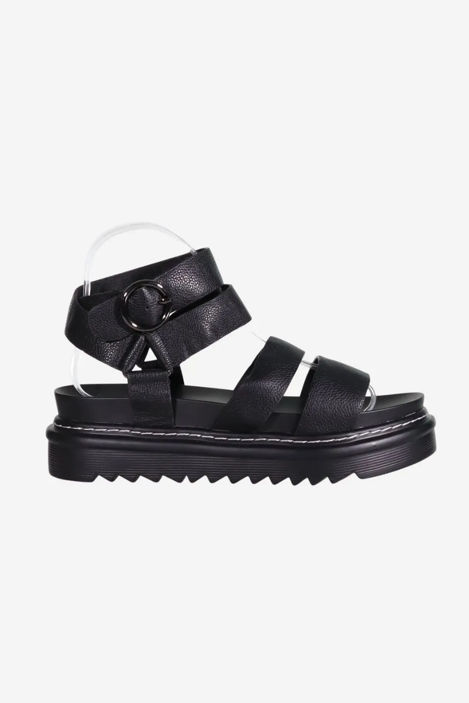 Sadie Black Milled Leather Sandal