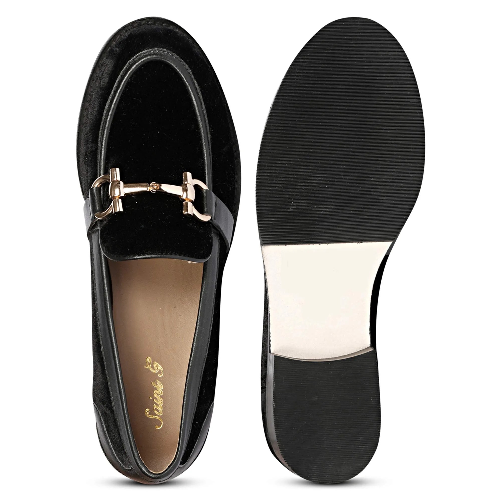 Saint Cinzia Black Velvet Moccasins