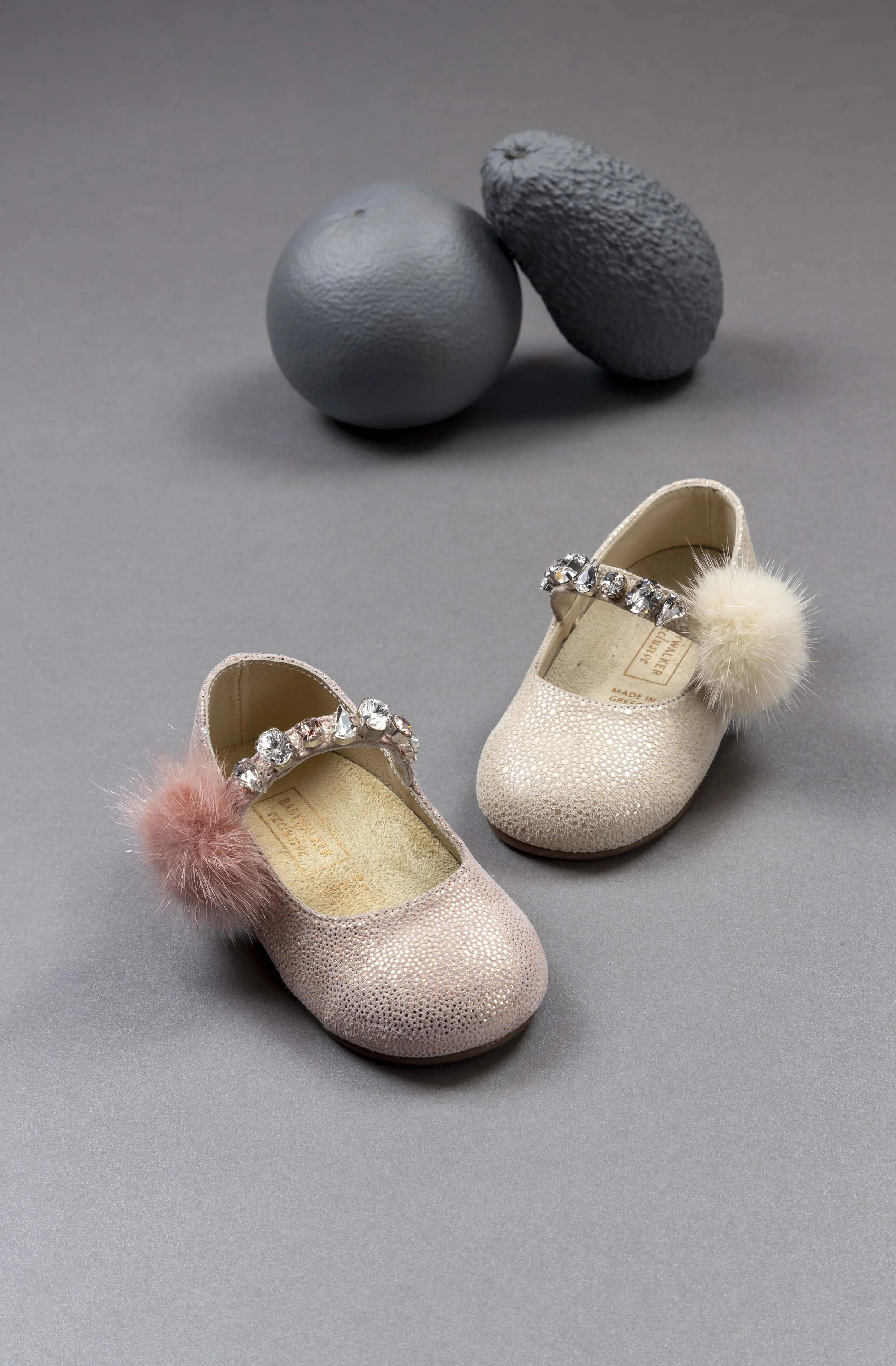 Single Strap Swarovski Crystal Fur Embellished Ballerinas