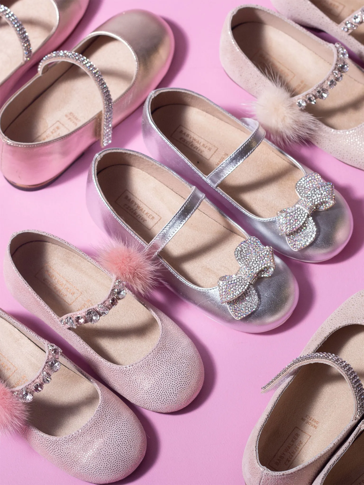 Single Strap Swarovski Crystal Fur Embellished Ballerinas