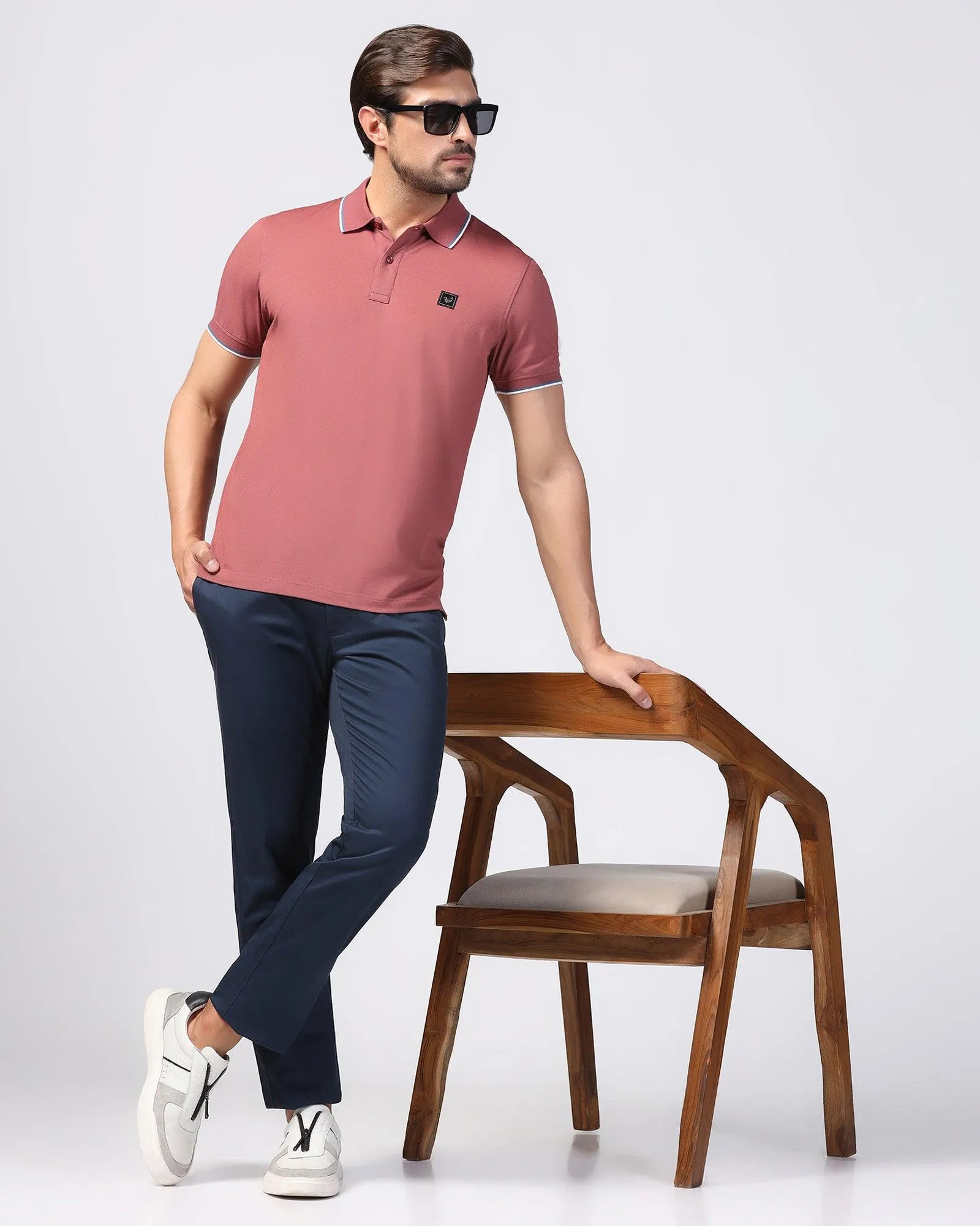 Slim Fit B-91 Casual Navy Solid Khakis - Marico