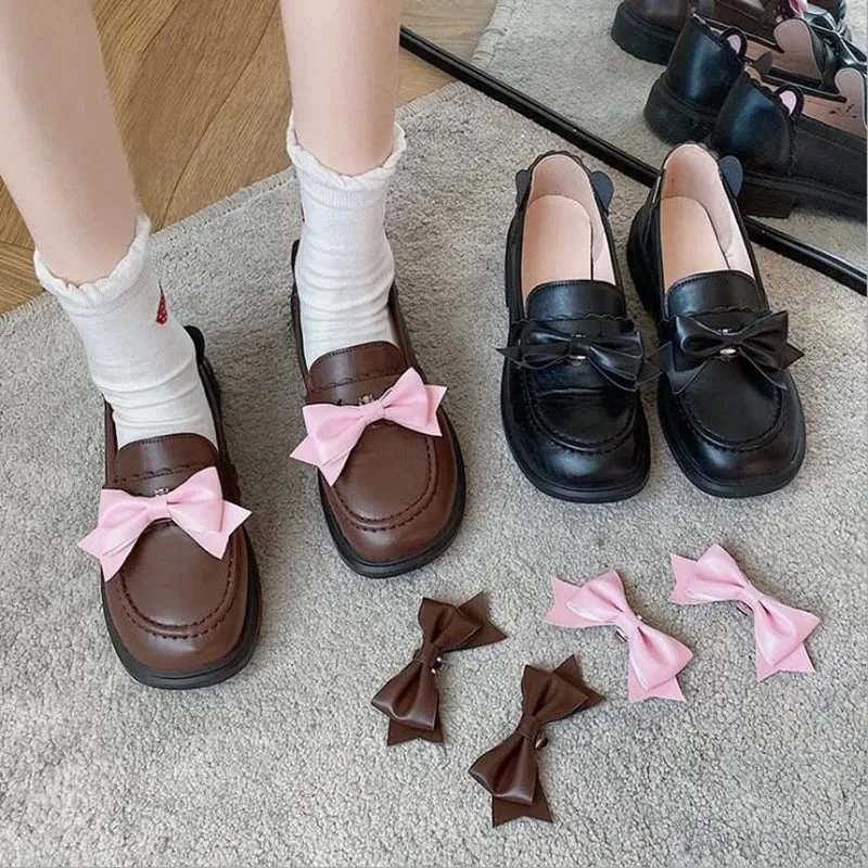 Sohiwoo Kawaii Japan Style Bear Ears Shoes Girl Student JK Shoes Women Low Heels Female Round Toe Loafers Casual Shoes