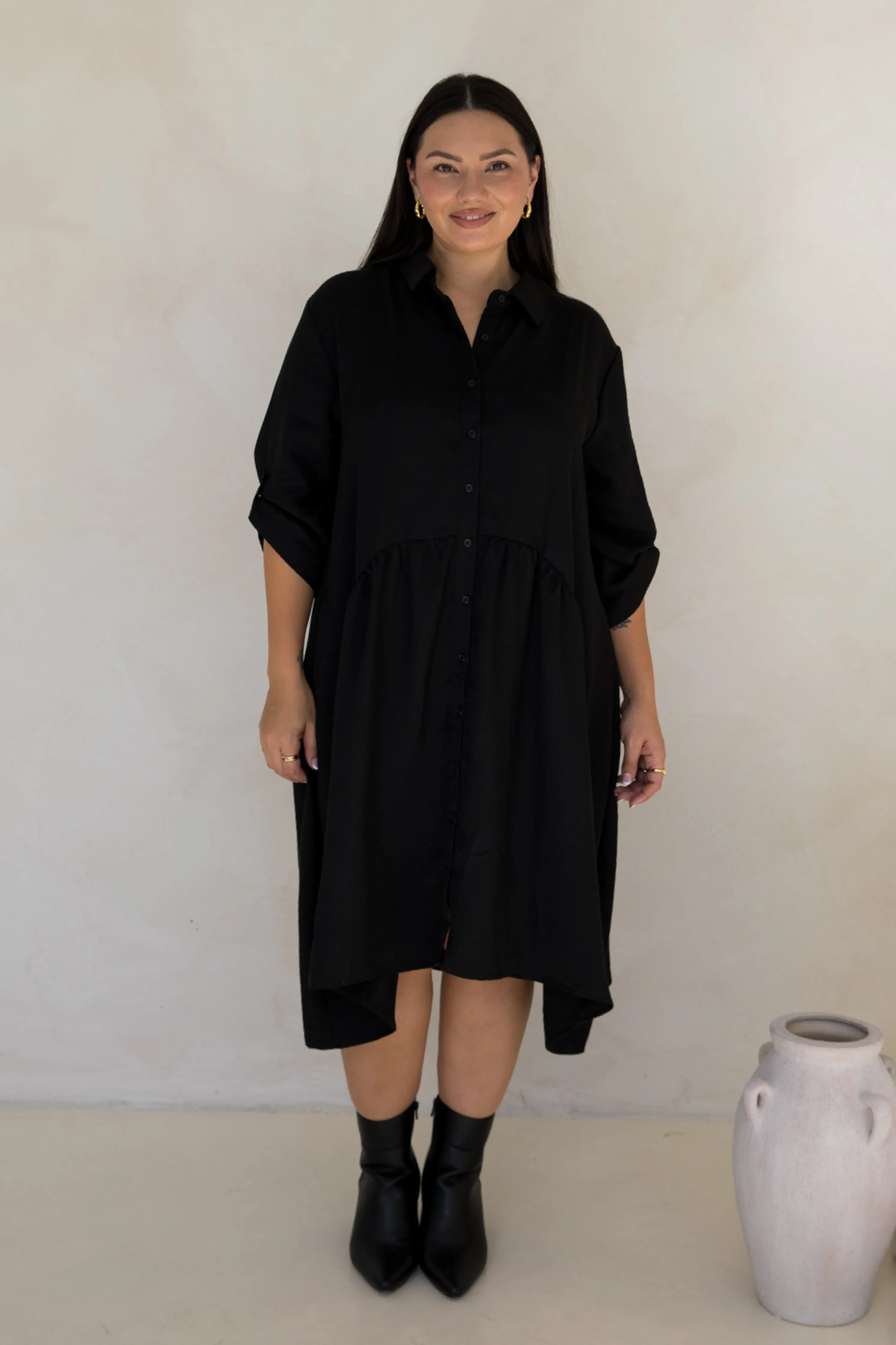 Soho Shirt Dress in Black