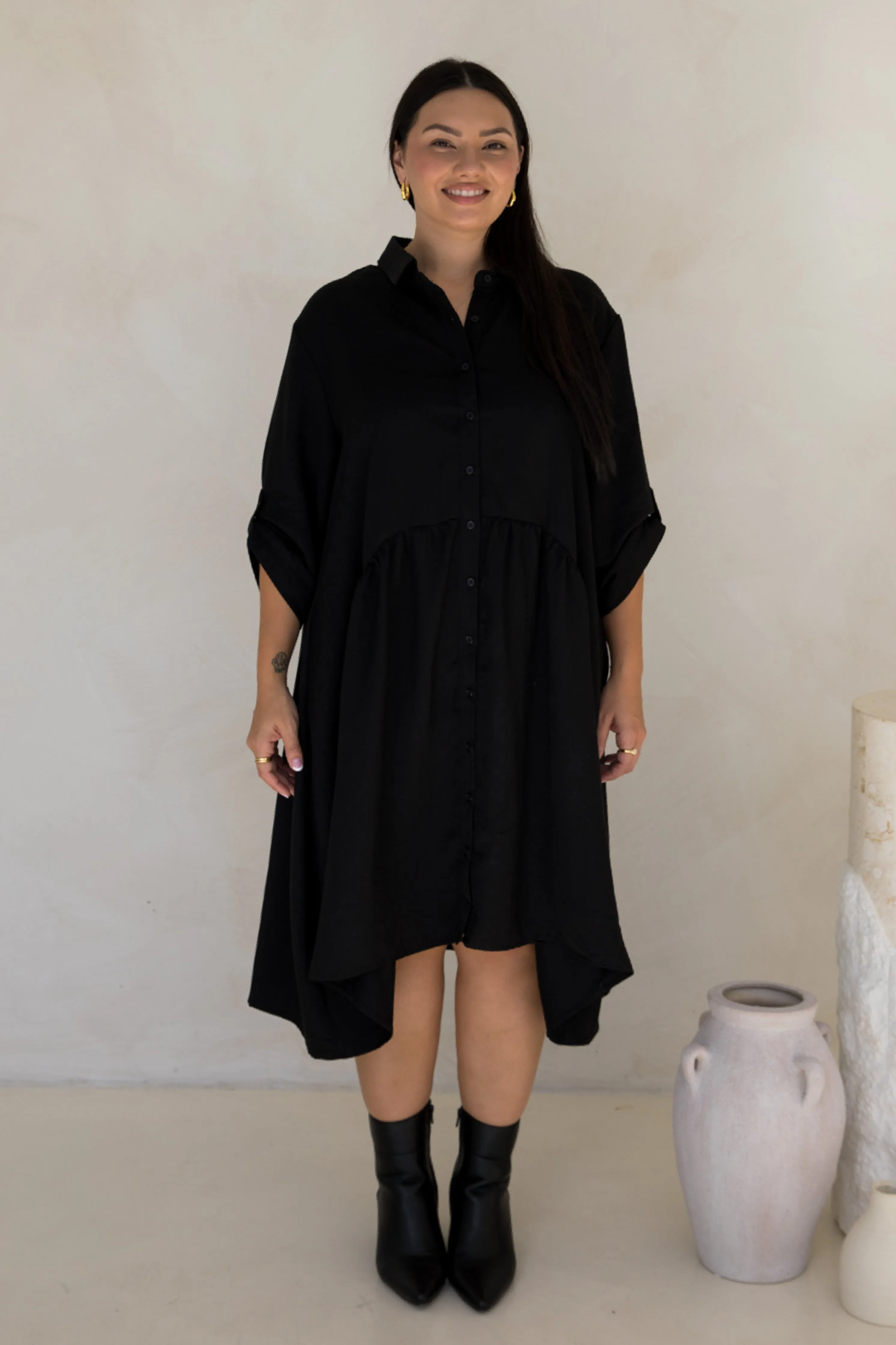 Soho Shirt Dress in Black