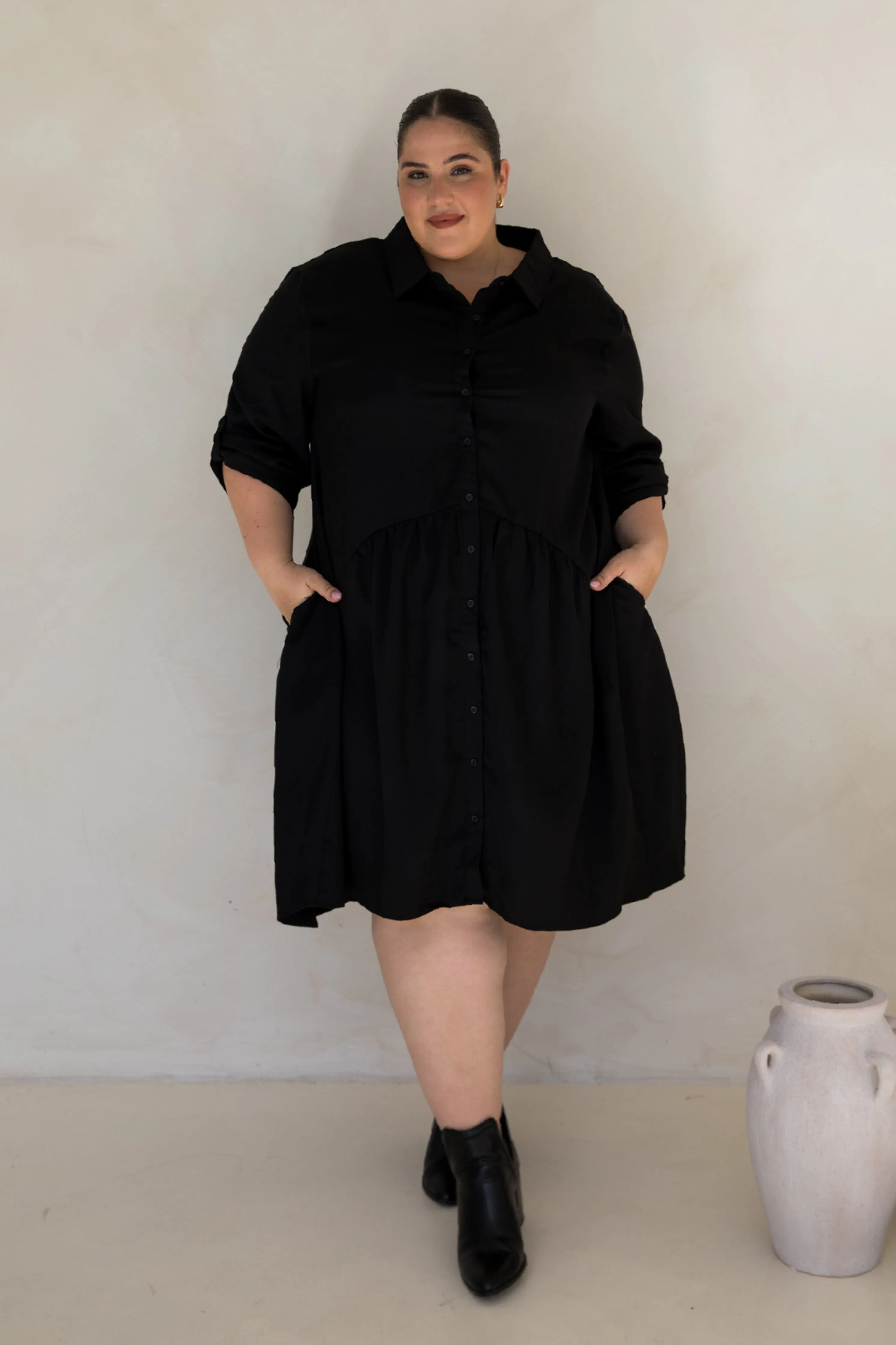 Soho Shirt Dress in Black