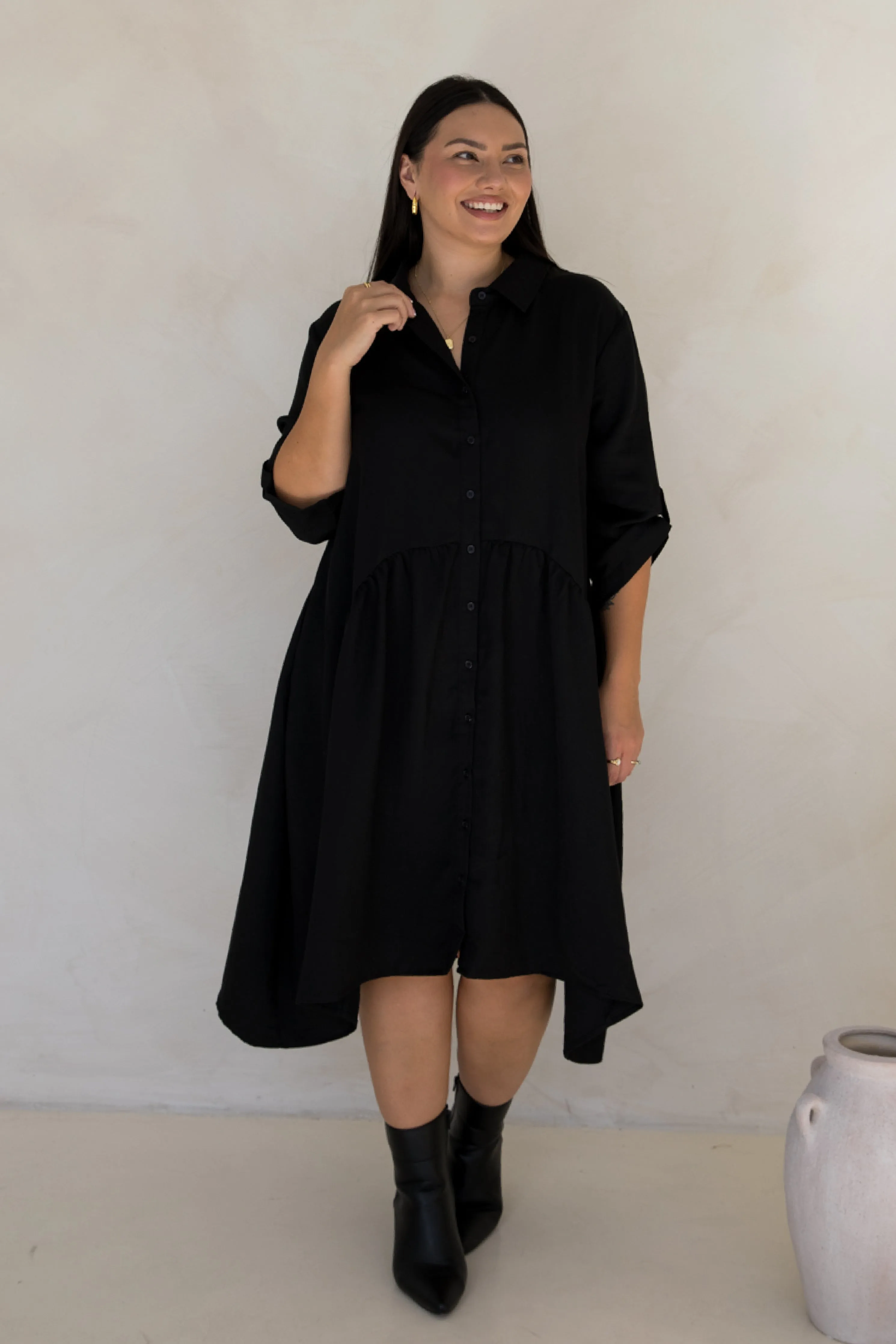 Soho Shirt Dress in Black