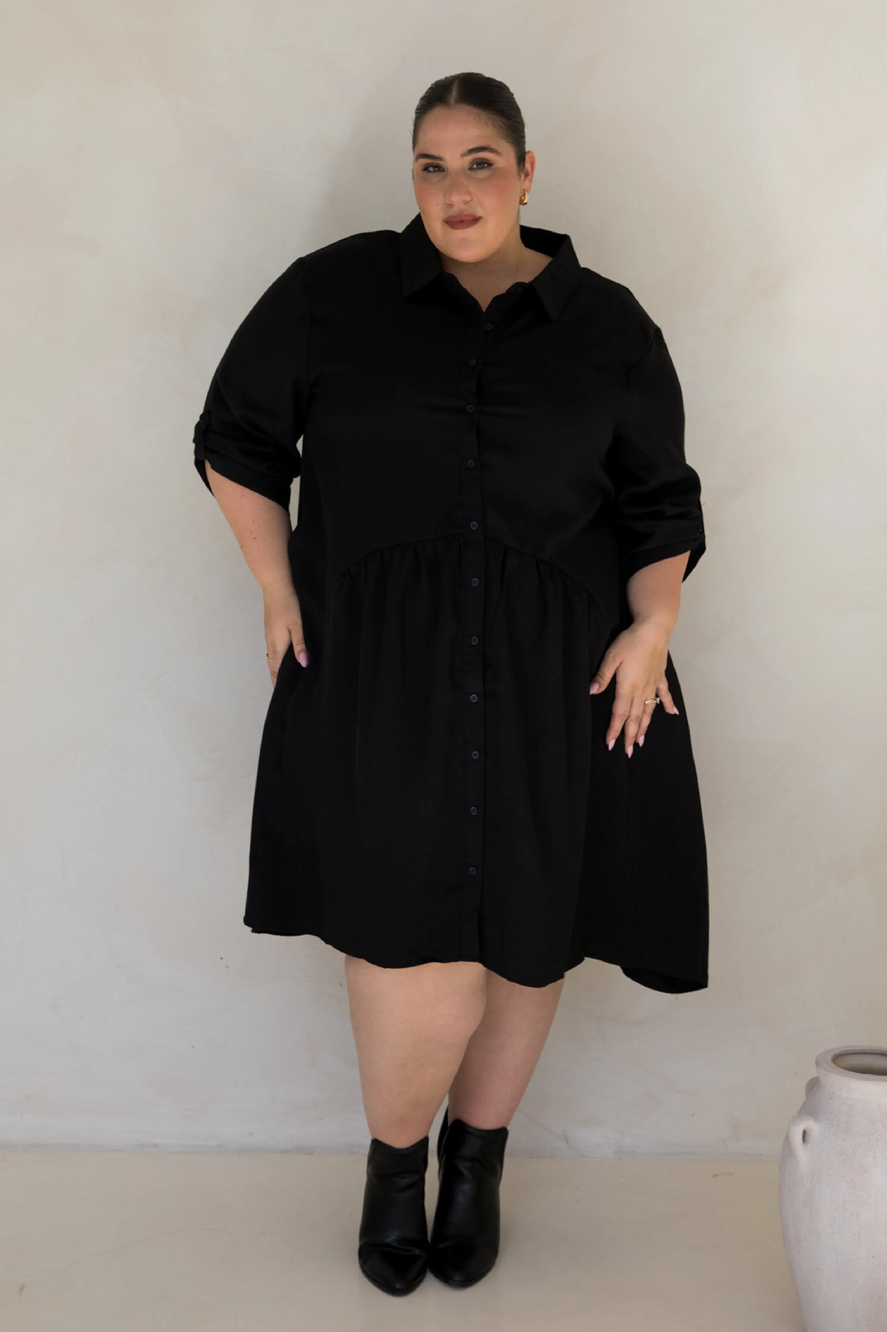 Soho Shirt Dress in Black