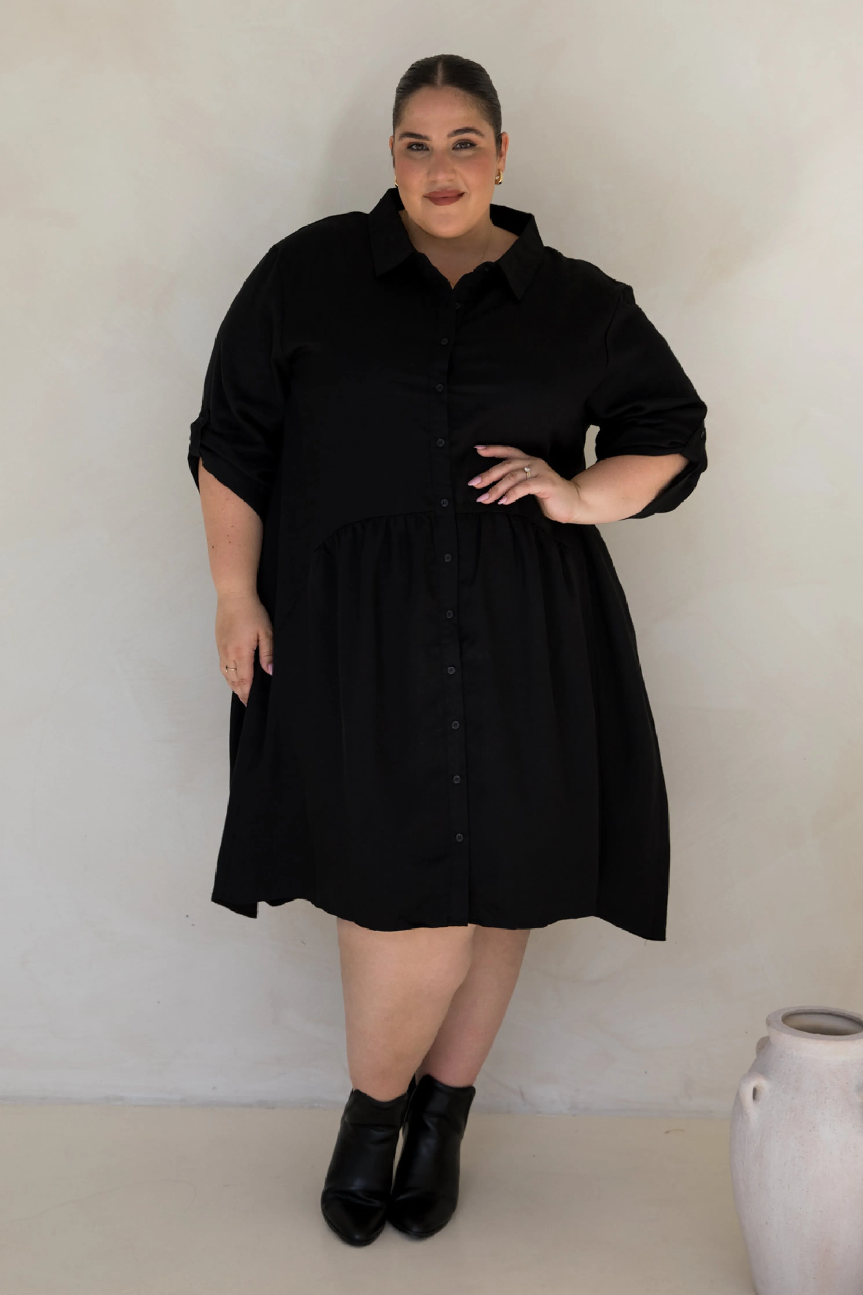 Soho Shirt Dress in Black