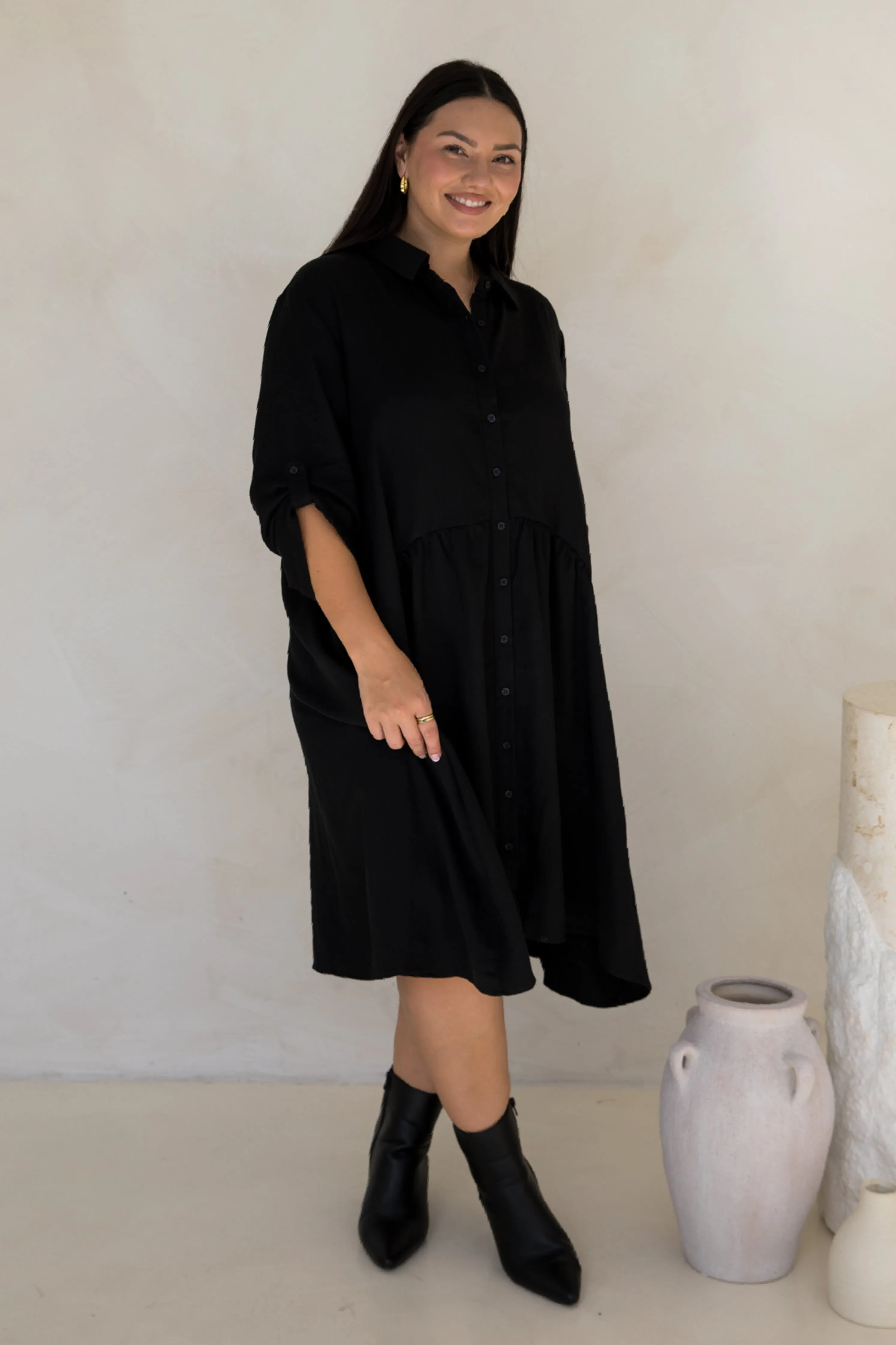 Soho Shirt Dress in Black