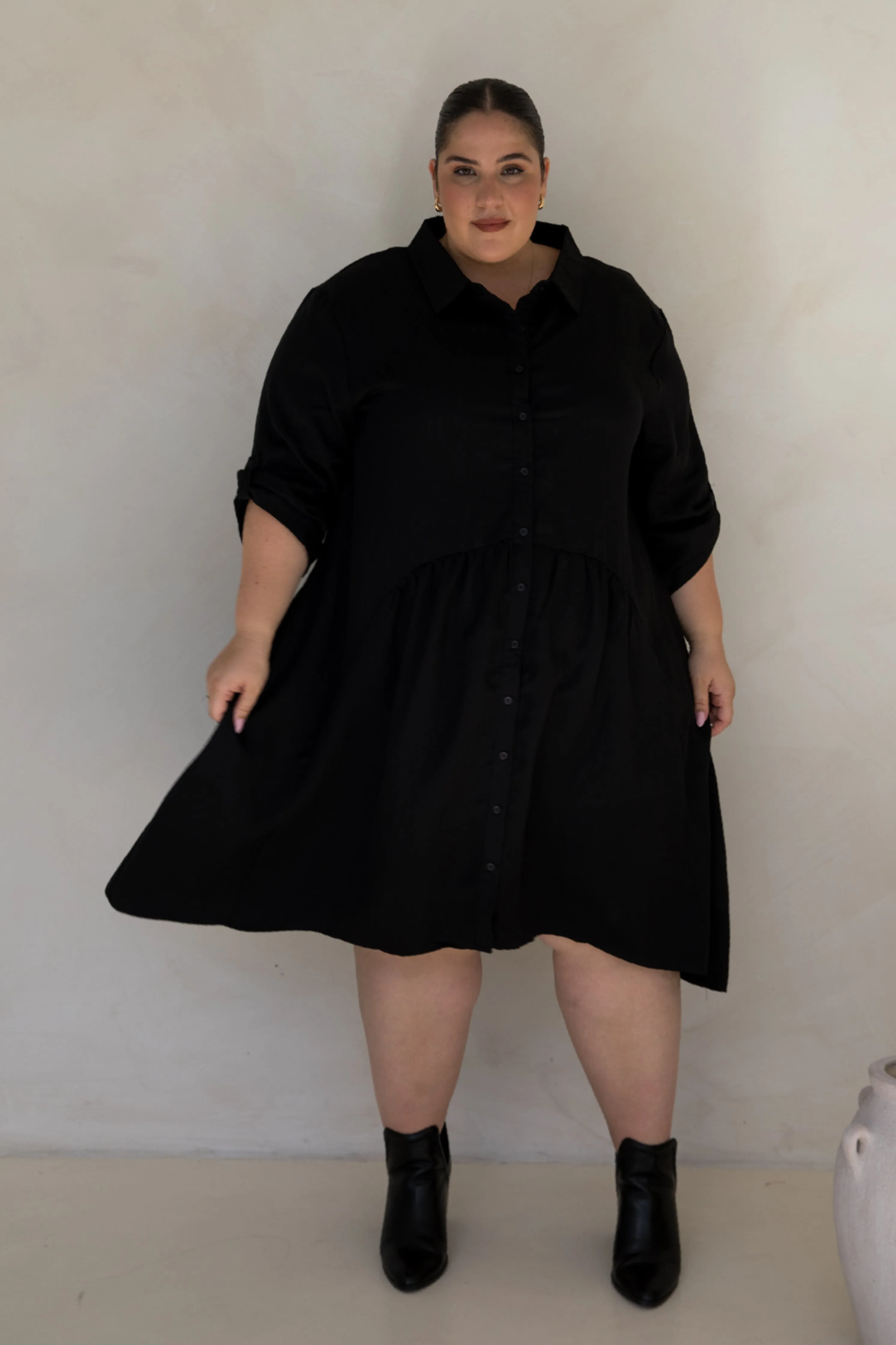 Soho Shirt Dress in Black