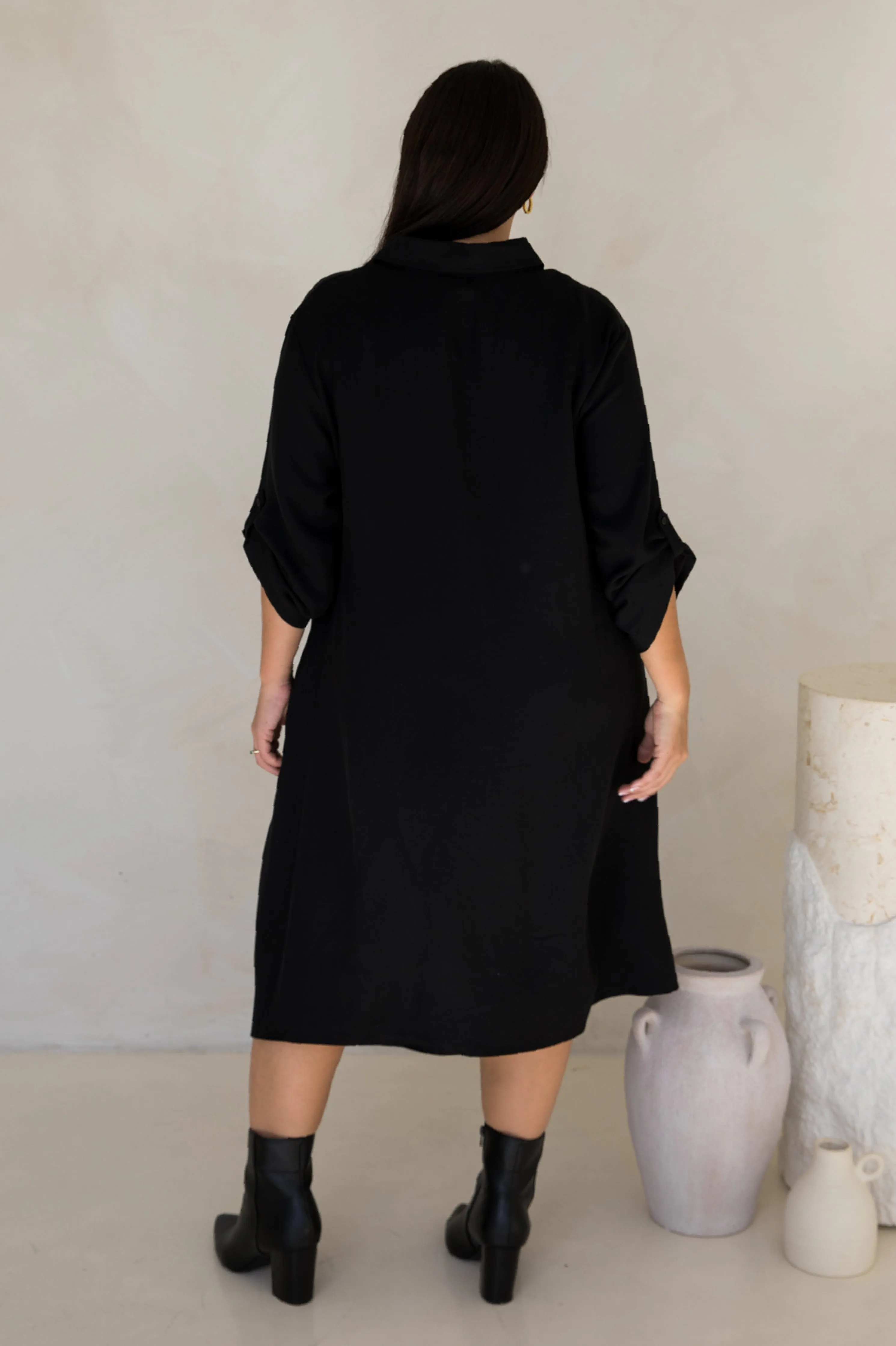 Soho Shirt Dress in Black