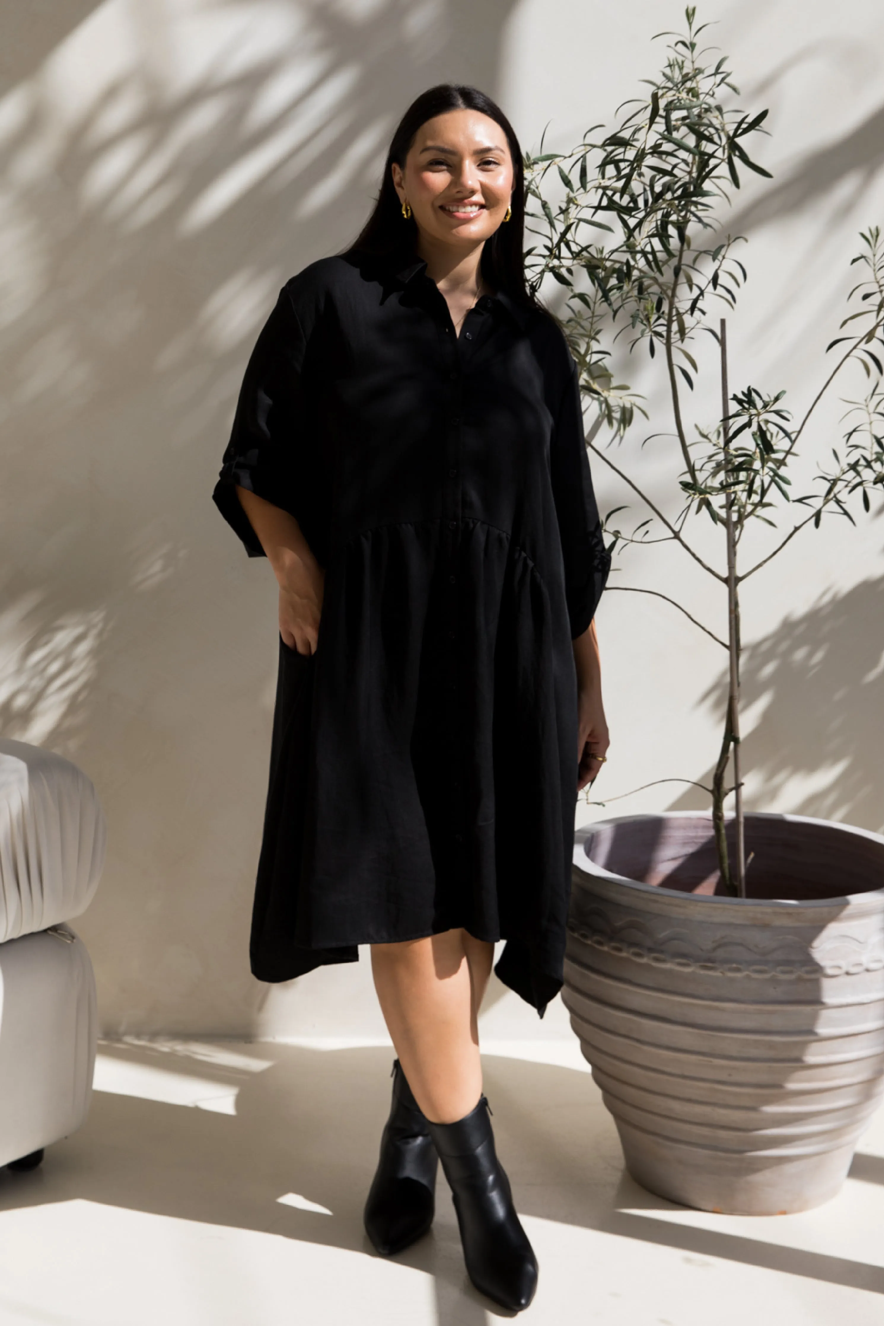 Soho Shirt Dress in Black