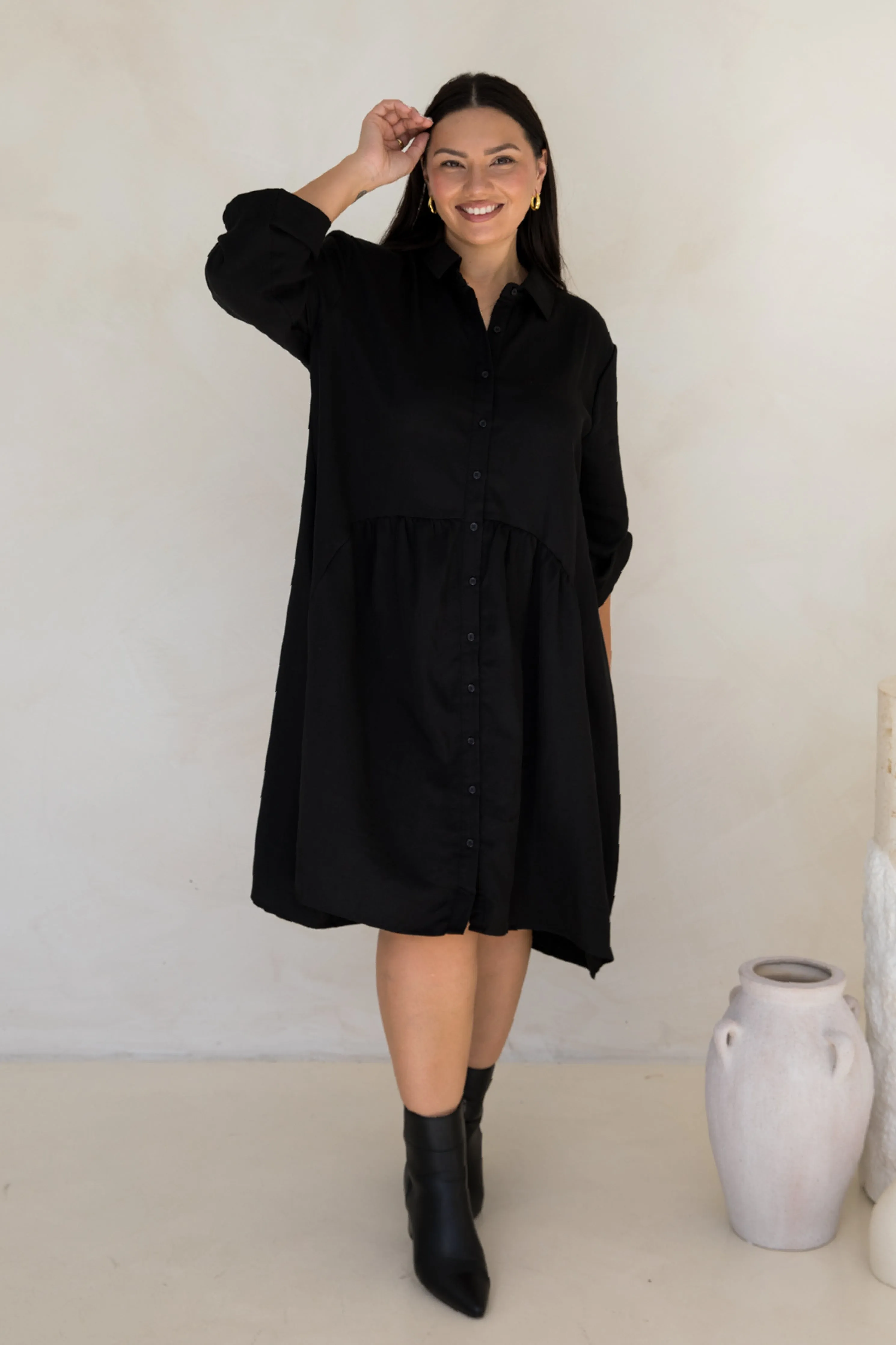 Soho Shirt Dress in Black