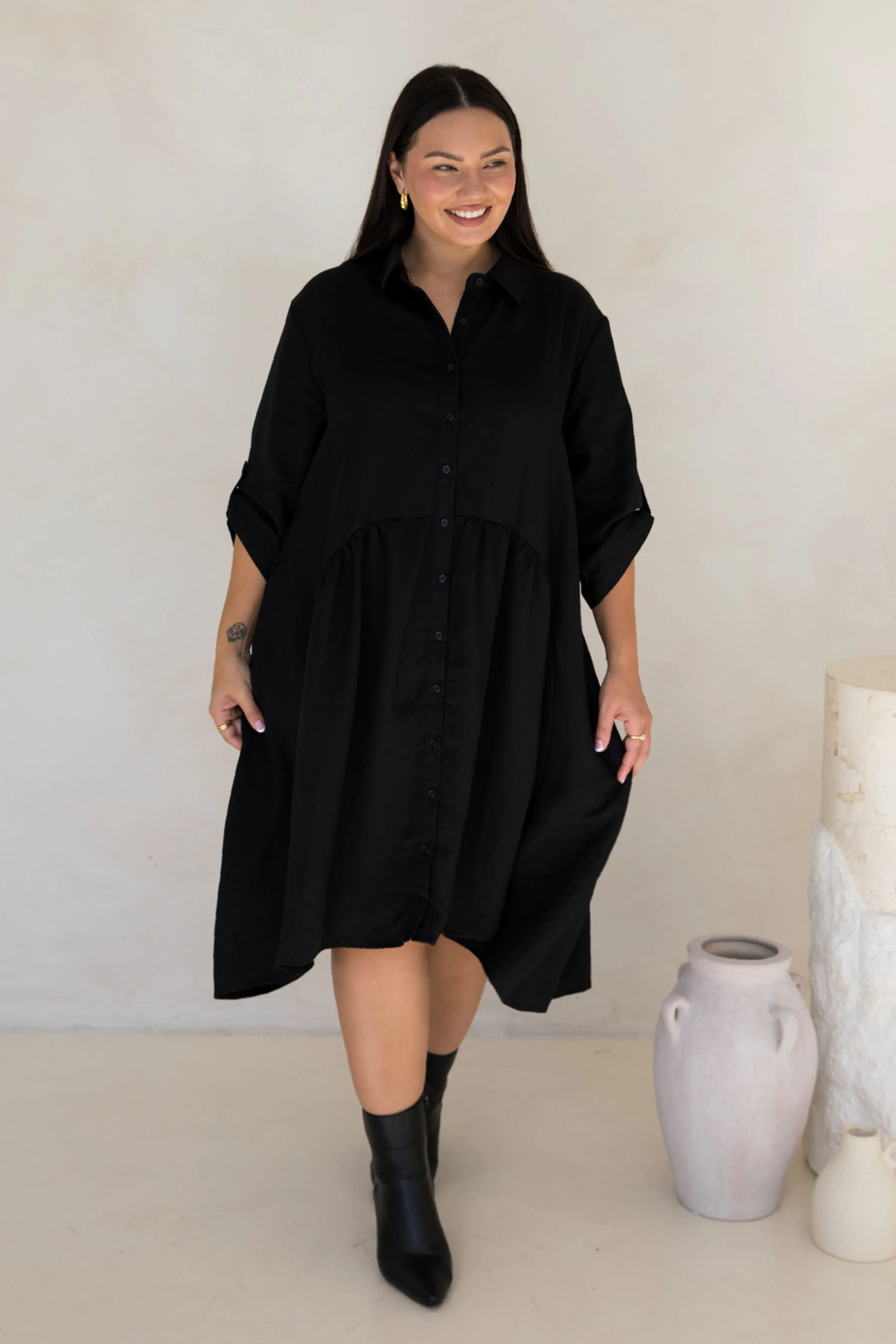 Soho Shirt Dress in Black