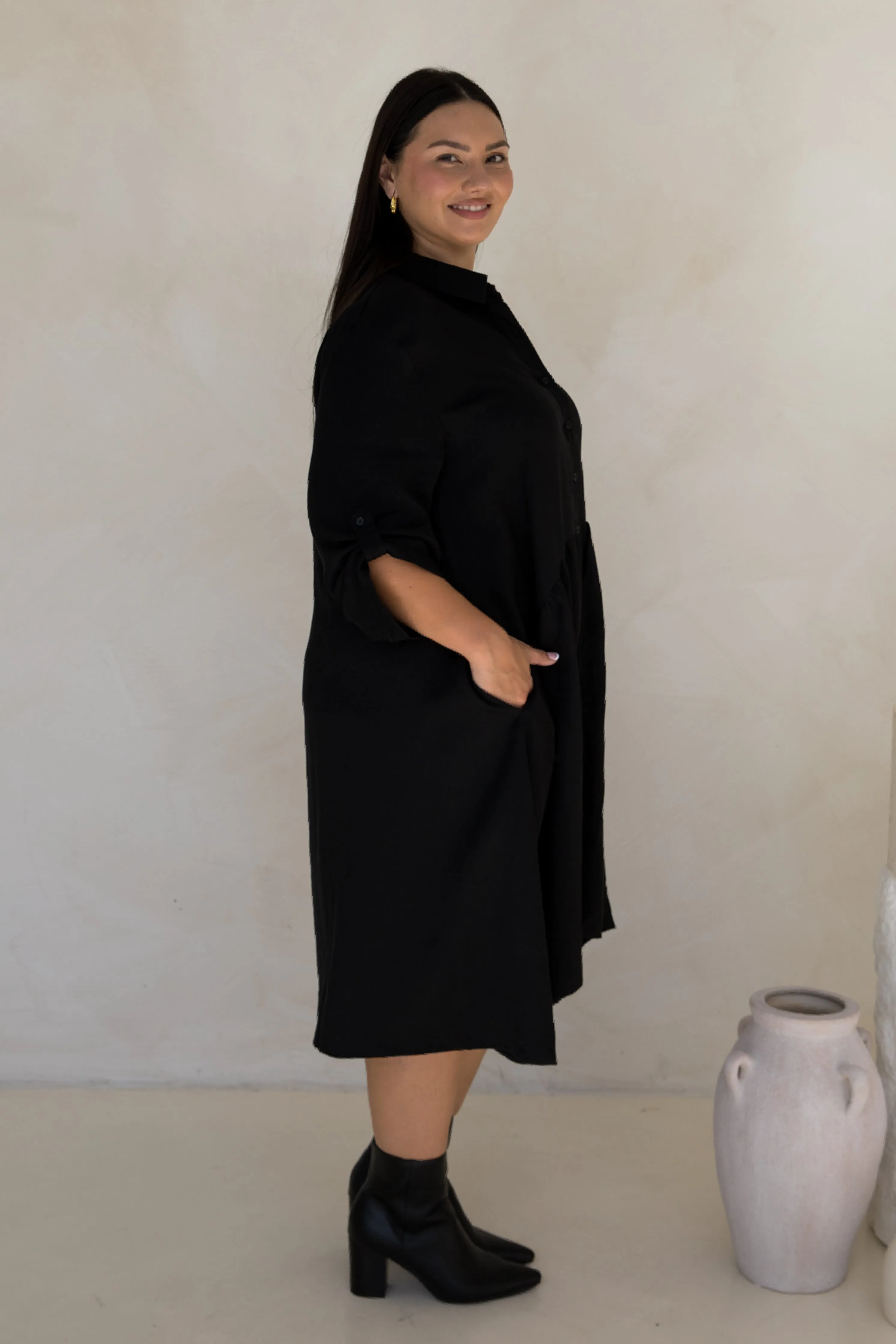 Soho Shirt Dress in Black